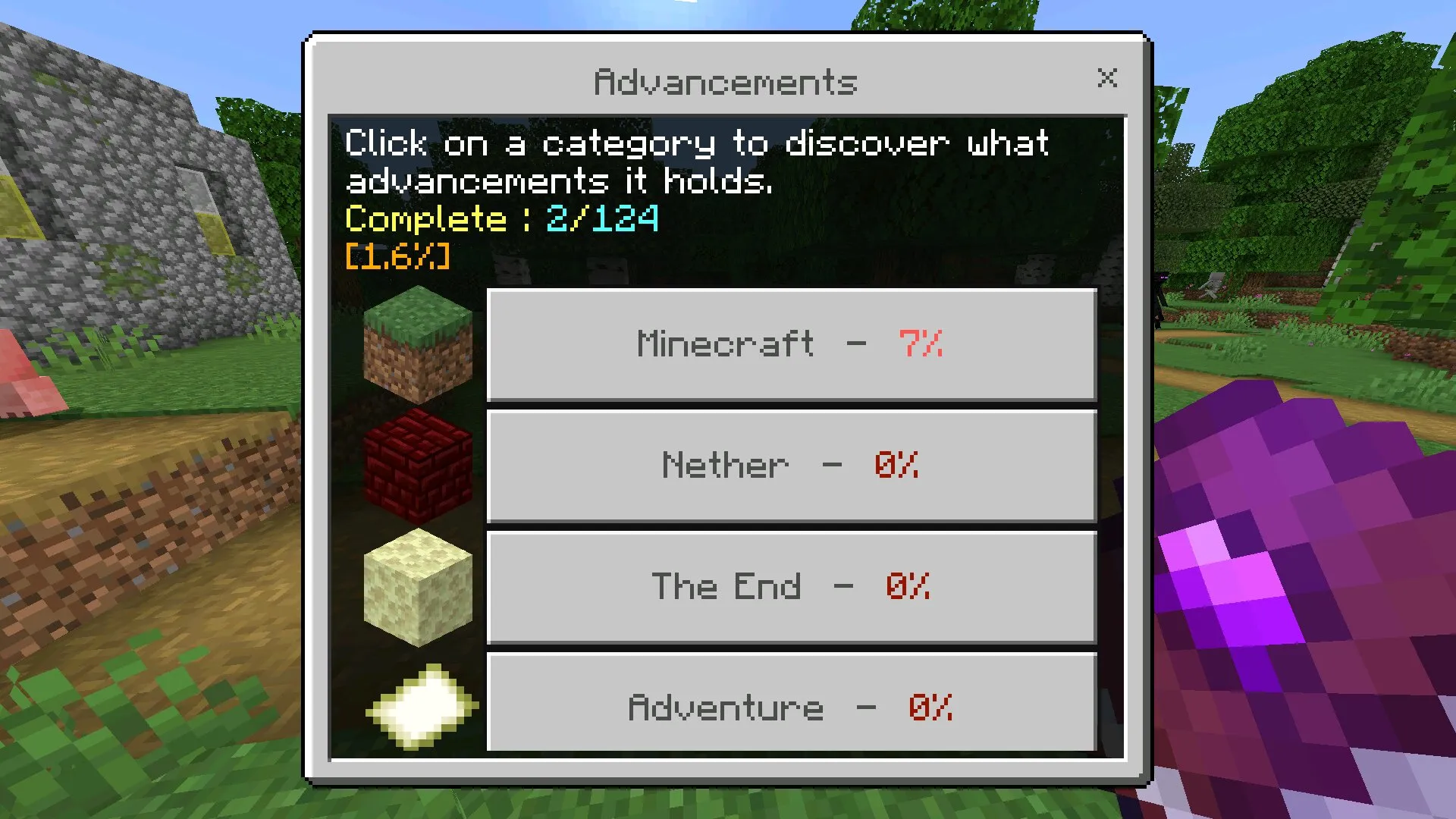 Меню из мода на достижения в Майнкрафт ПЕ