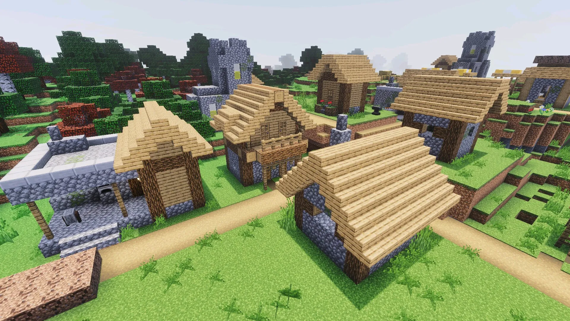 Деревня из RG Шейдера для Minecraft PE