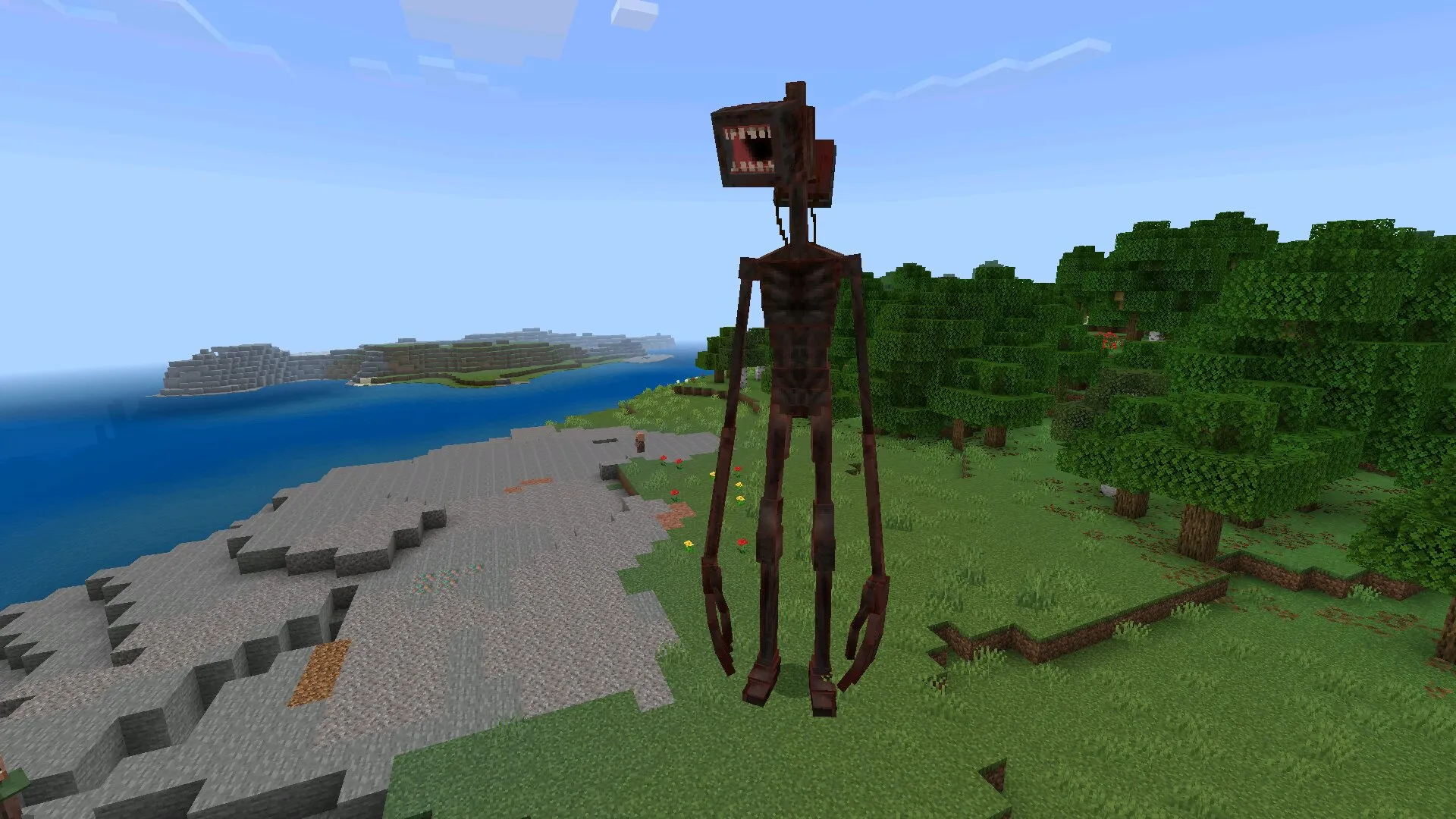 Монстр из мода на сиреноголового в Майнкрафт ПЕ