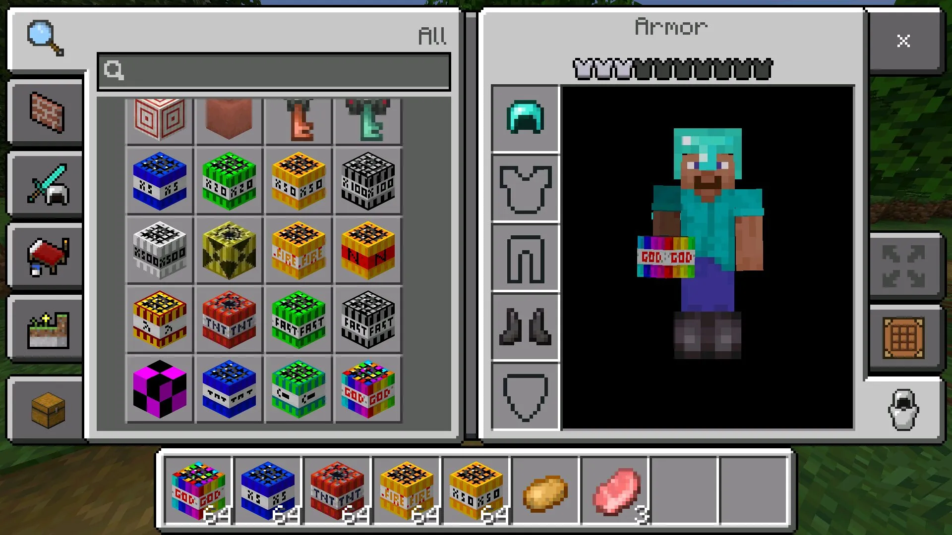 Инвентарь из мода на ТНТ в Майнкрафт ПЕ