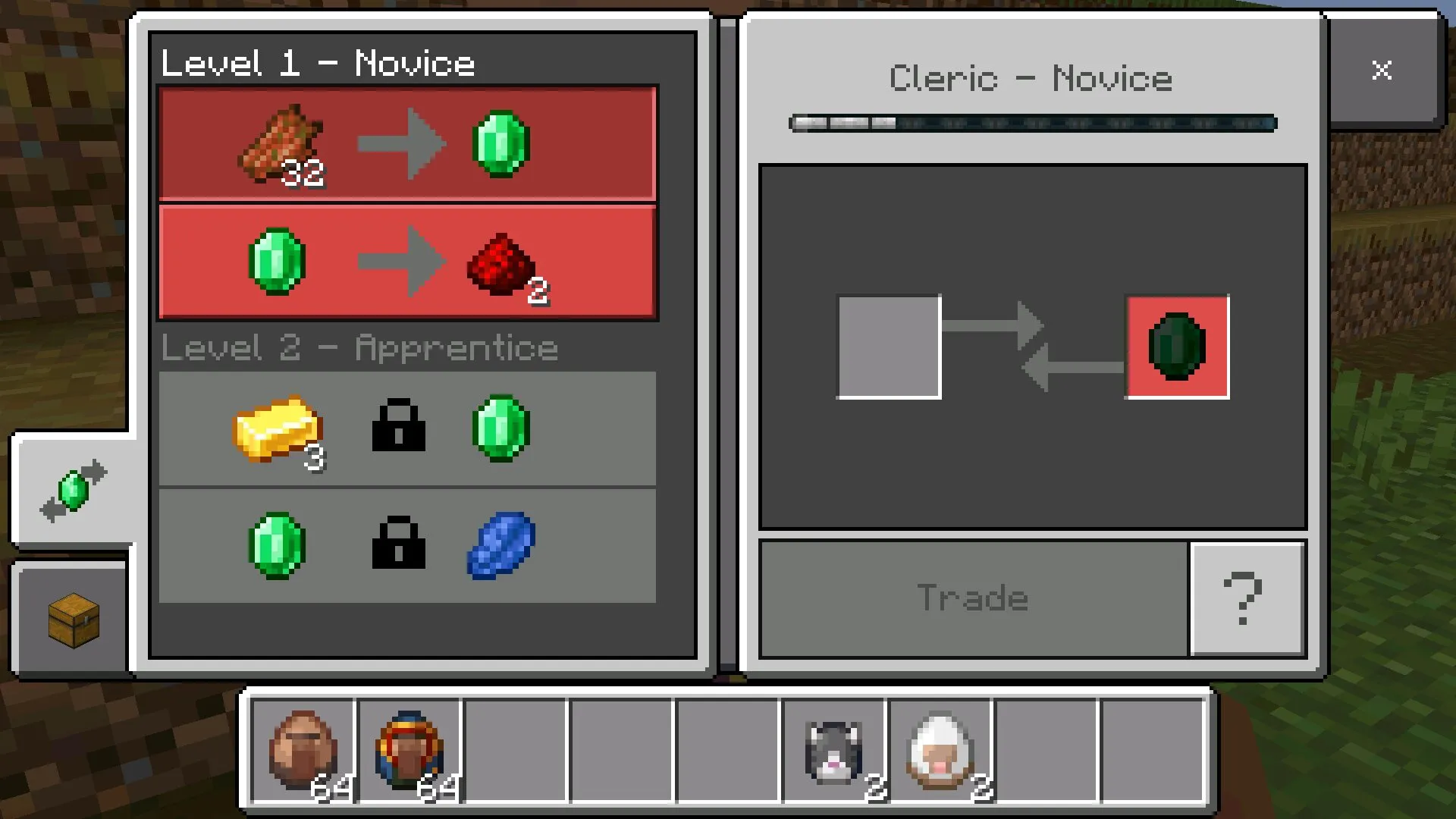 Интерфейс из мода на торговлю в Майнкрафт ПЕ