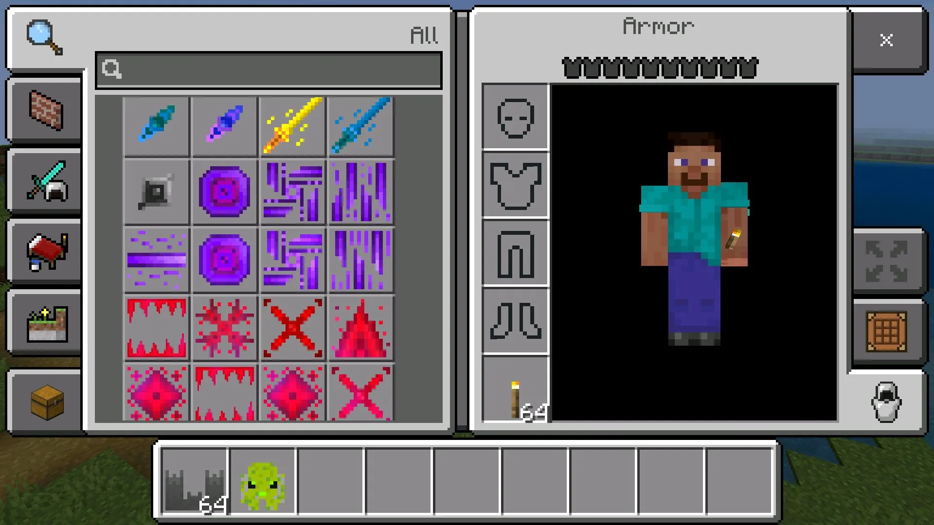 Инвентарь из мода на магию земли в Майнкрафт ПЕ