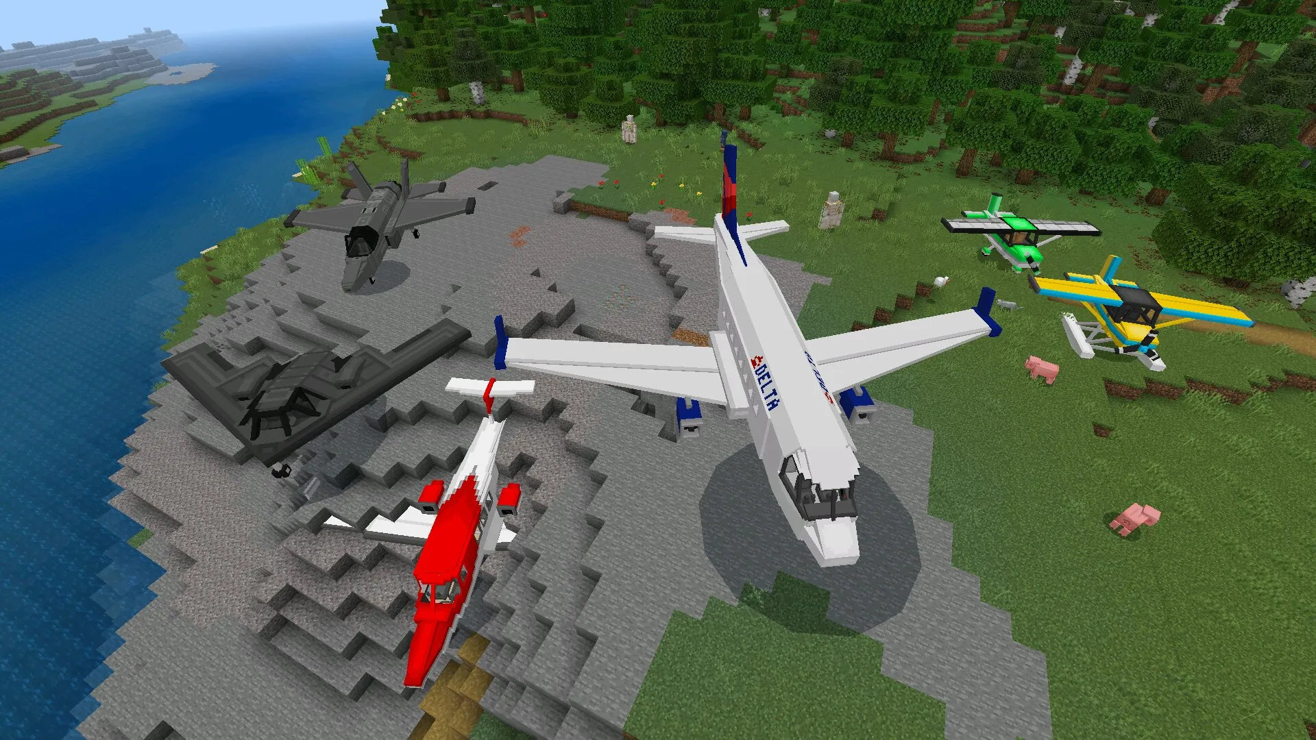 Транспорт из мода на Самолет на Майнкрафт ПЕ