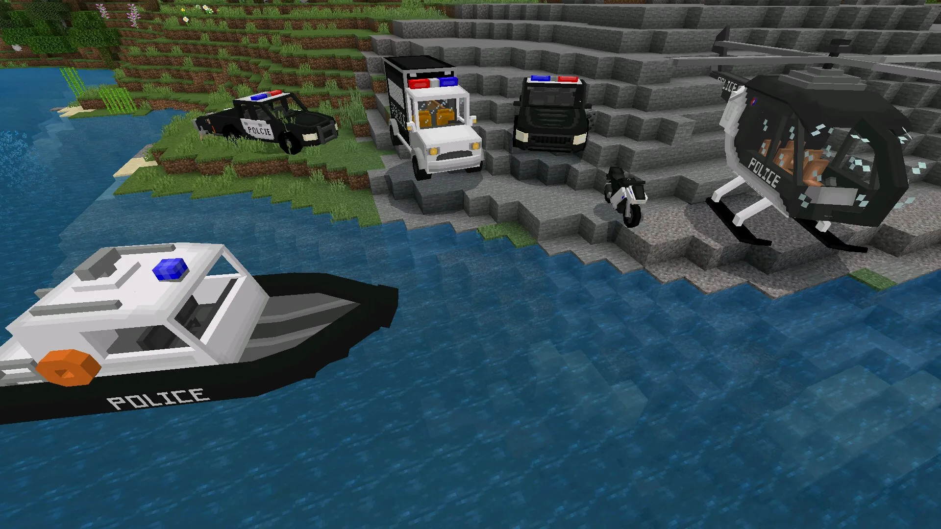 Транспорт из мода на полицию в Майнкрафт ПЕ