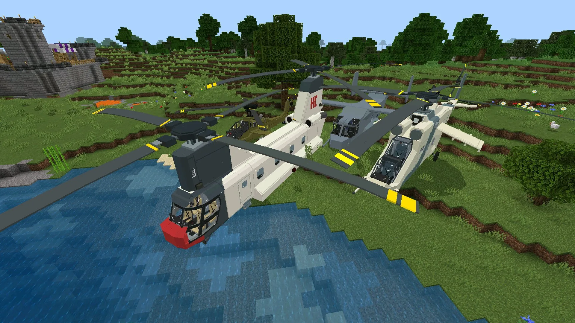 Транспорт из мода на вертолет в Майнкрафт ПЕ