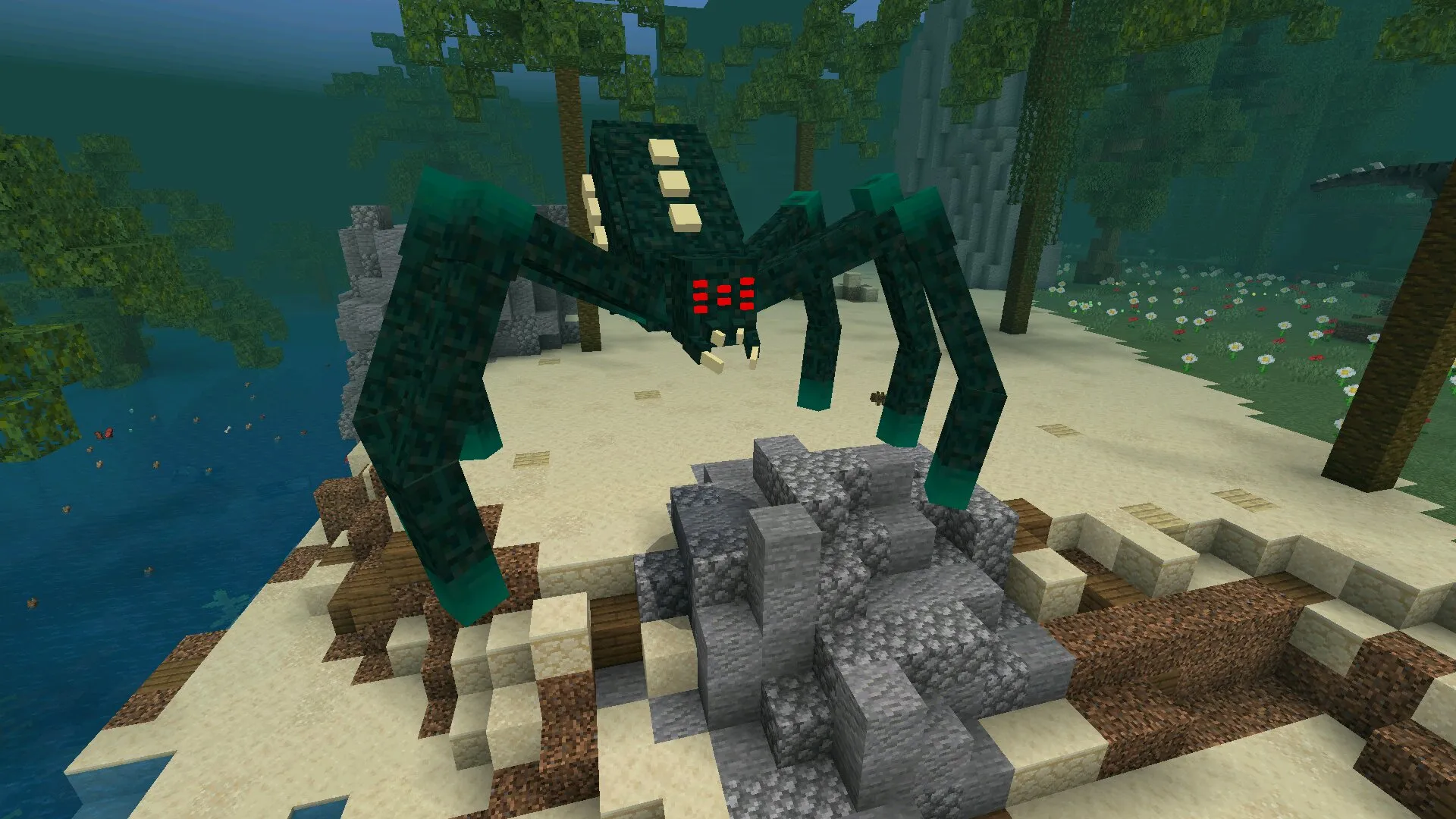 Паук из страшной карты с монстрами на Майнкрафт ПЕ