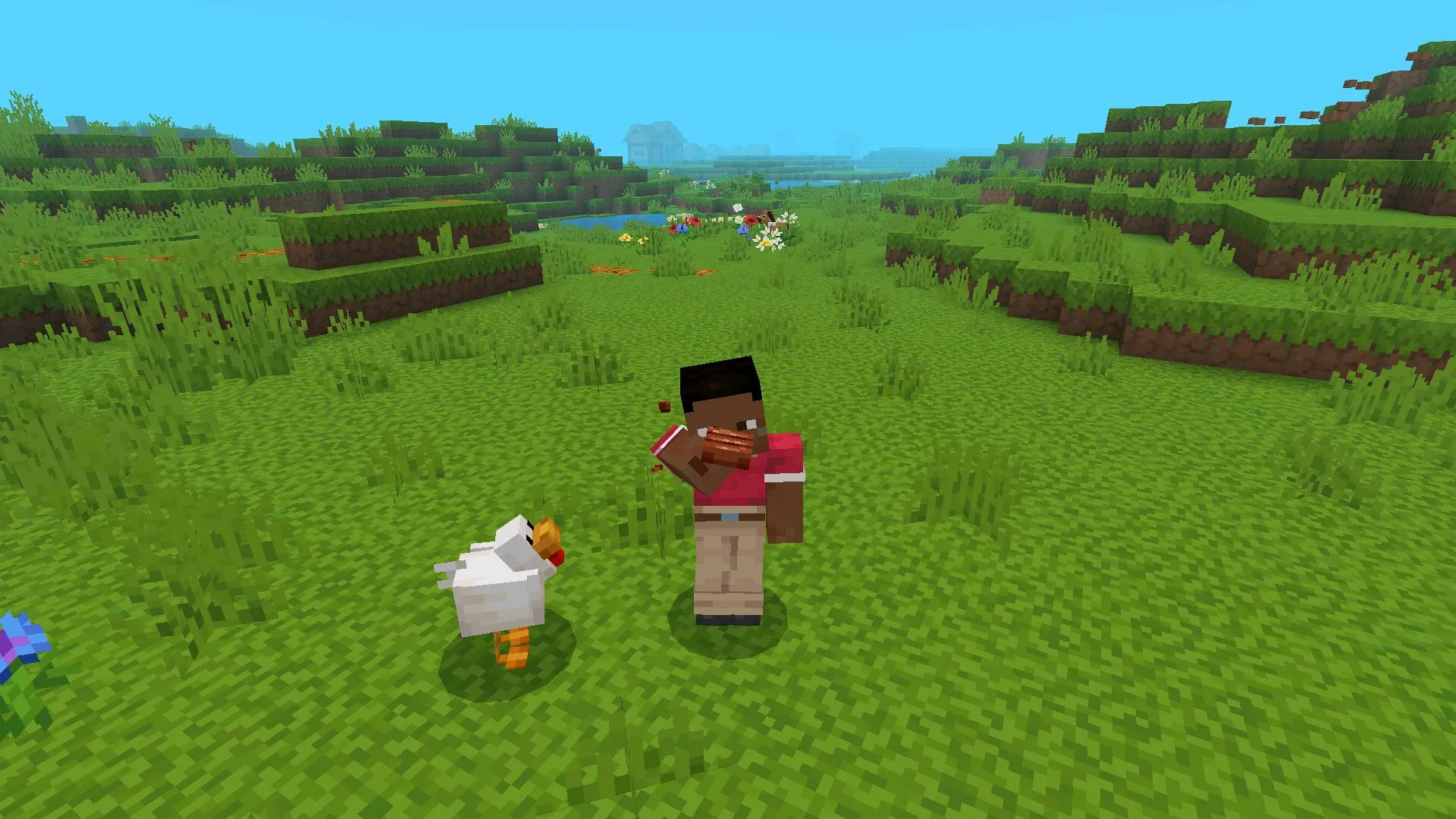 Стейк из текстур пищи и анимации приема пищи на Майнкрафт ПЕ