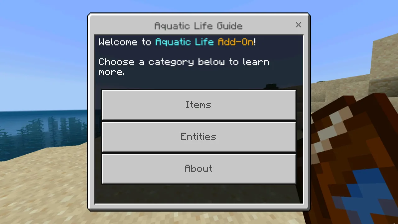 Меню из Acuatic Life Mod в Майнкрафт ПЕ