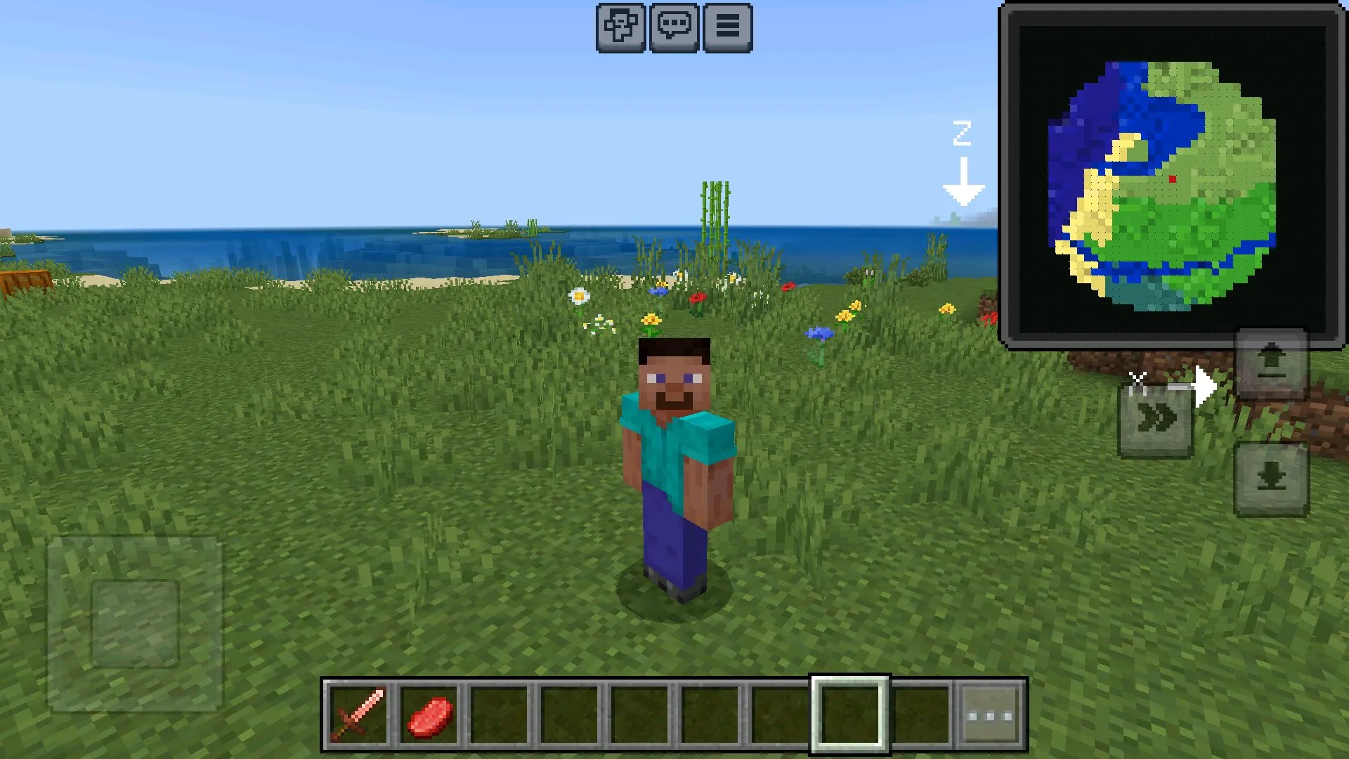Стив из мода на MiniMap на Майнкрафт ПЕ