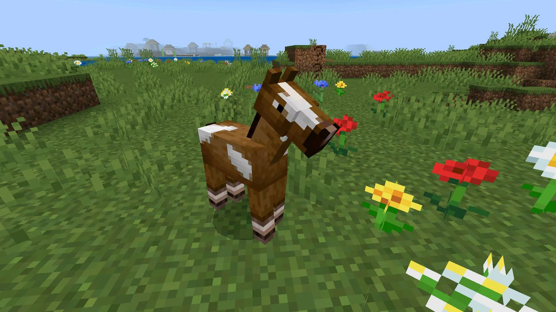 Лошадь из мода на движение мобов на Майнкрафт ПЕ