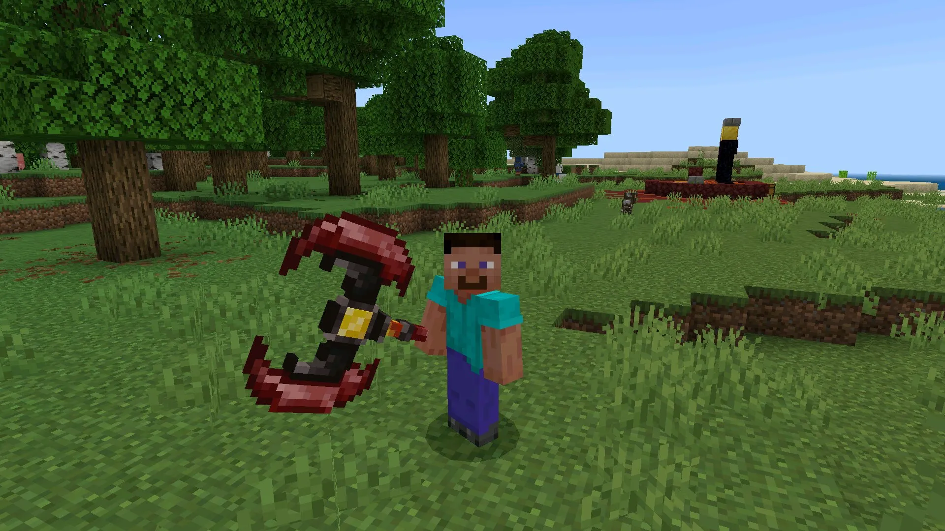 Топор из мода на оружие мобов на Майнкрафт ПЕ