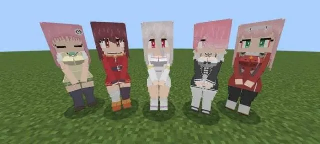 Аниме вайфу из мода anime waifus в Майнкрафт ПЕ