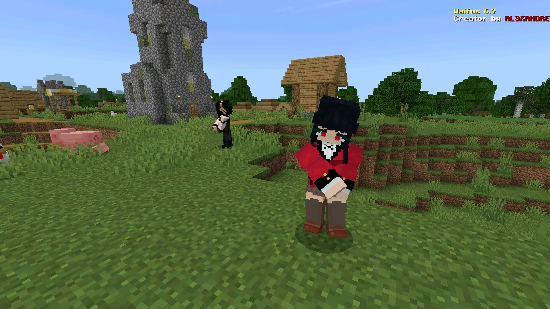 Девушка из мода anime waifus на Майнкрафт ПЕ
