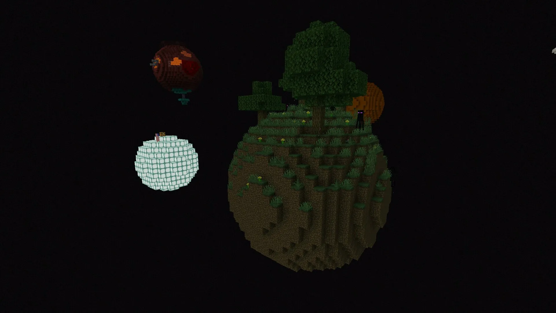 Планеты из мода на один блок в космосе на Майнкрафт ПЕ