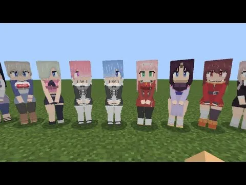 Популярные аниме вайфу из мода anime waifus в Майнкрафт ПЕ