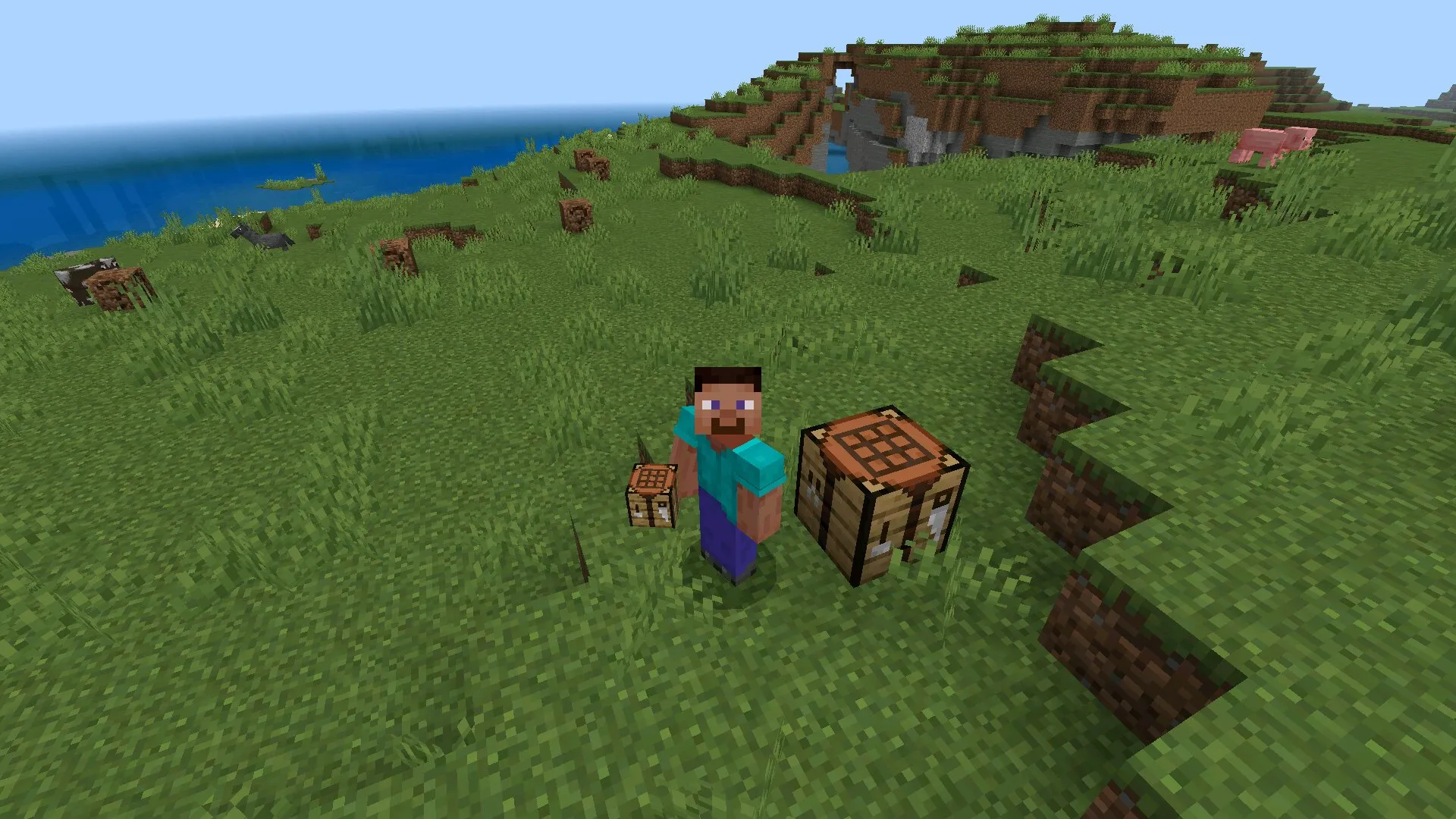 Стив из мода на новые крафты на Майнкрафт ПЕ