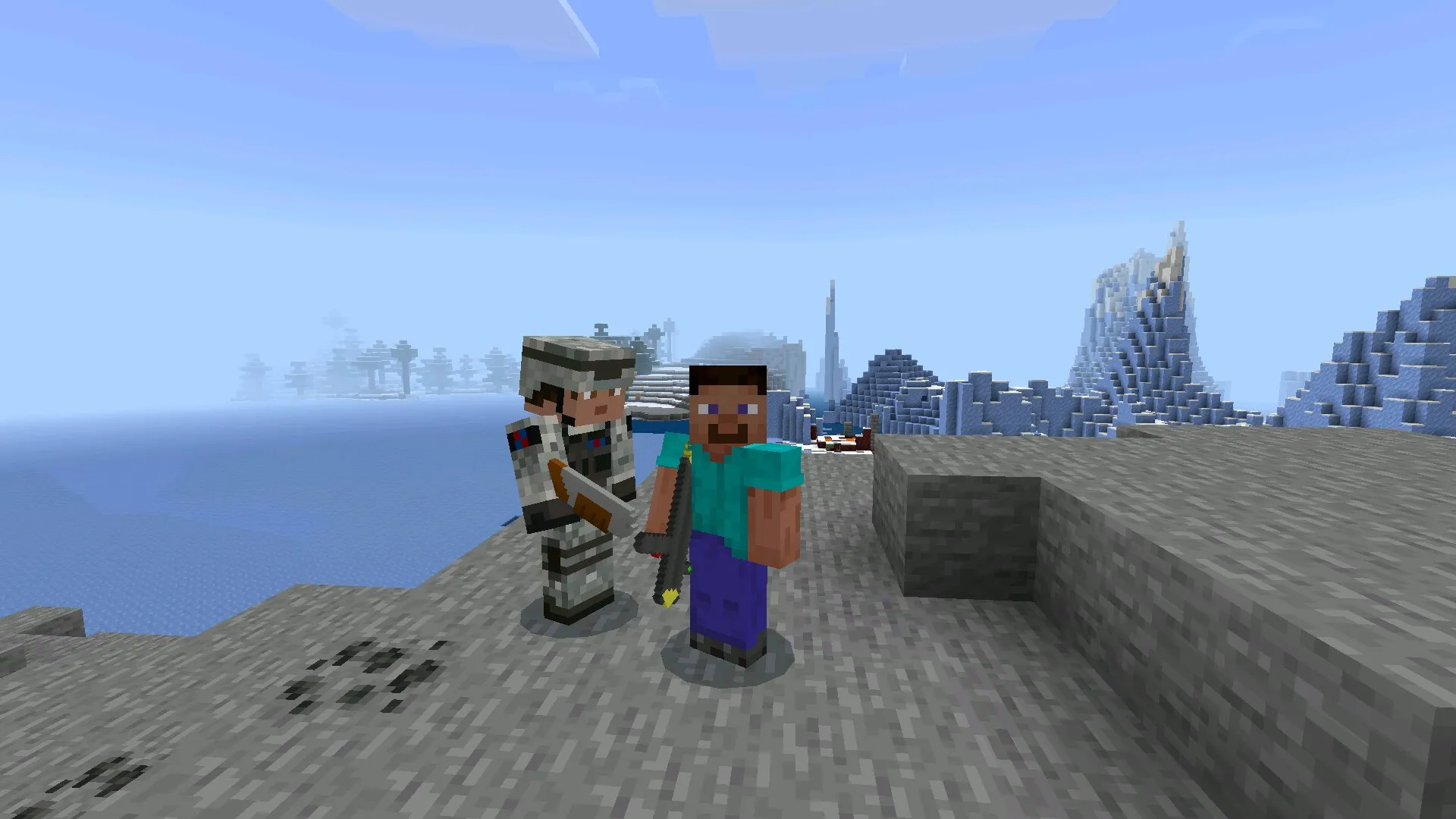 Стив из мода на огнестрельное оружие в Майнкрафт ПЕ