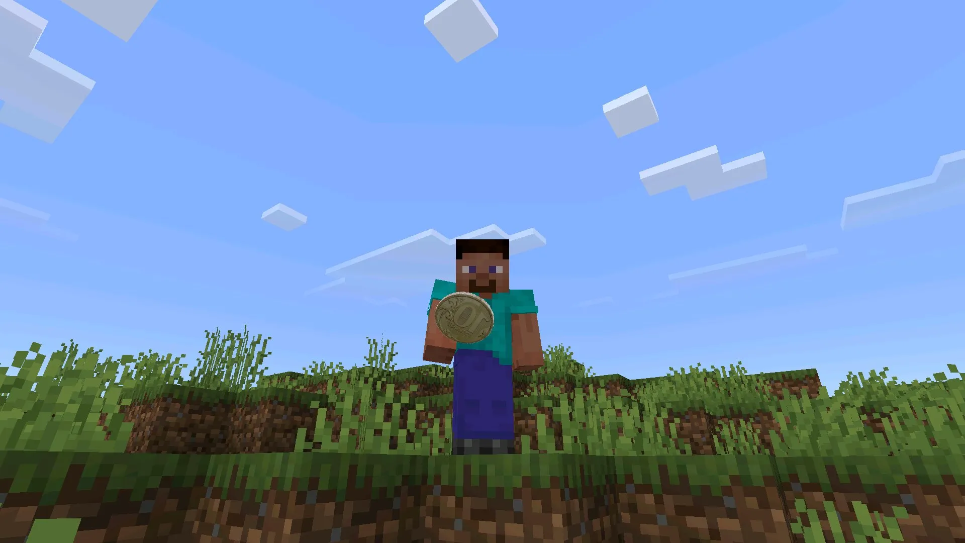 Стив из мода на рубли на Майнкрафт ПЕ