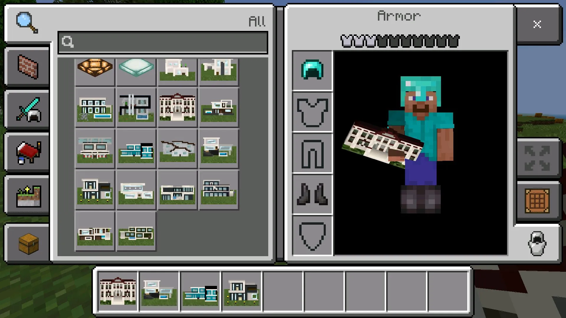 Инвентарь из мода на строительство домов в Майнкрафт ПЕ