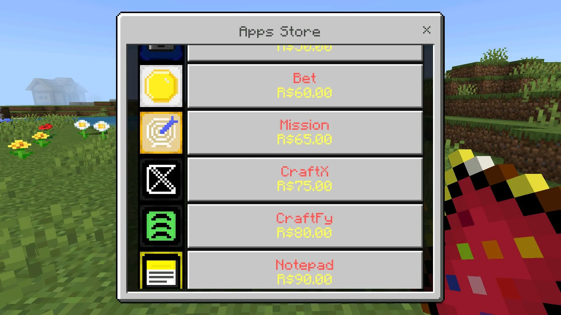 Меню из мода на смартфон в Майнкрафт ПЕ