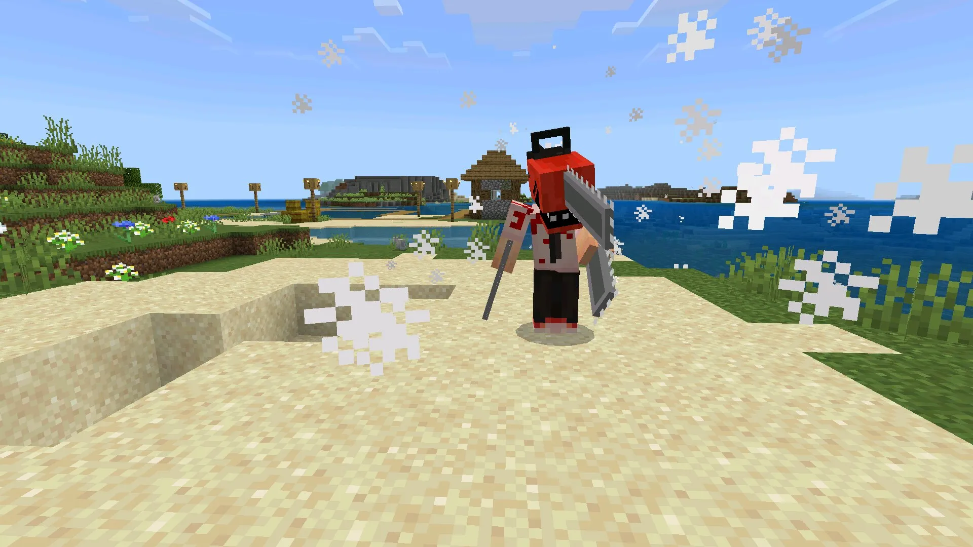 Персонаж из мода на человека бензопилу в Майнкрафт ПЕ