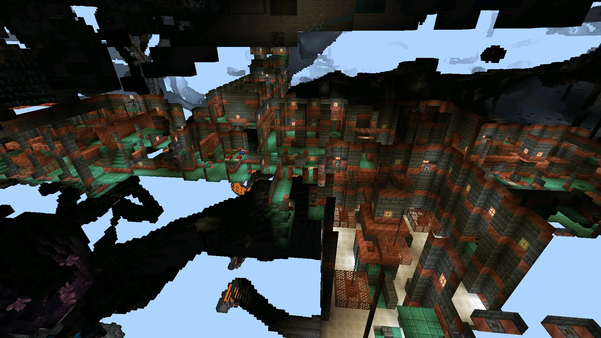 Панорама из мода на подземелье в Майнкрафт ПЕ