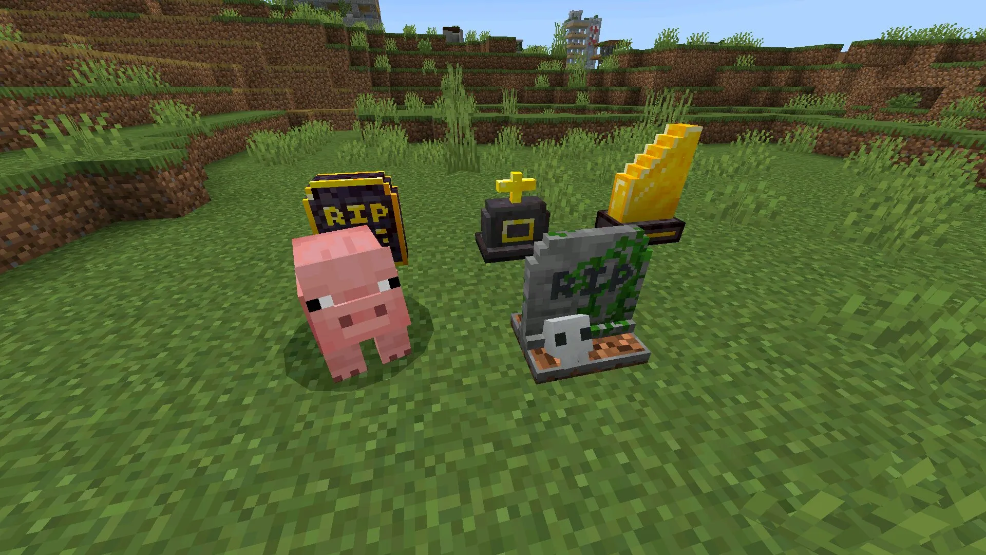 Блоки из мода на надгробия в Майнкрафт ПЕ