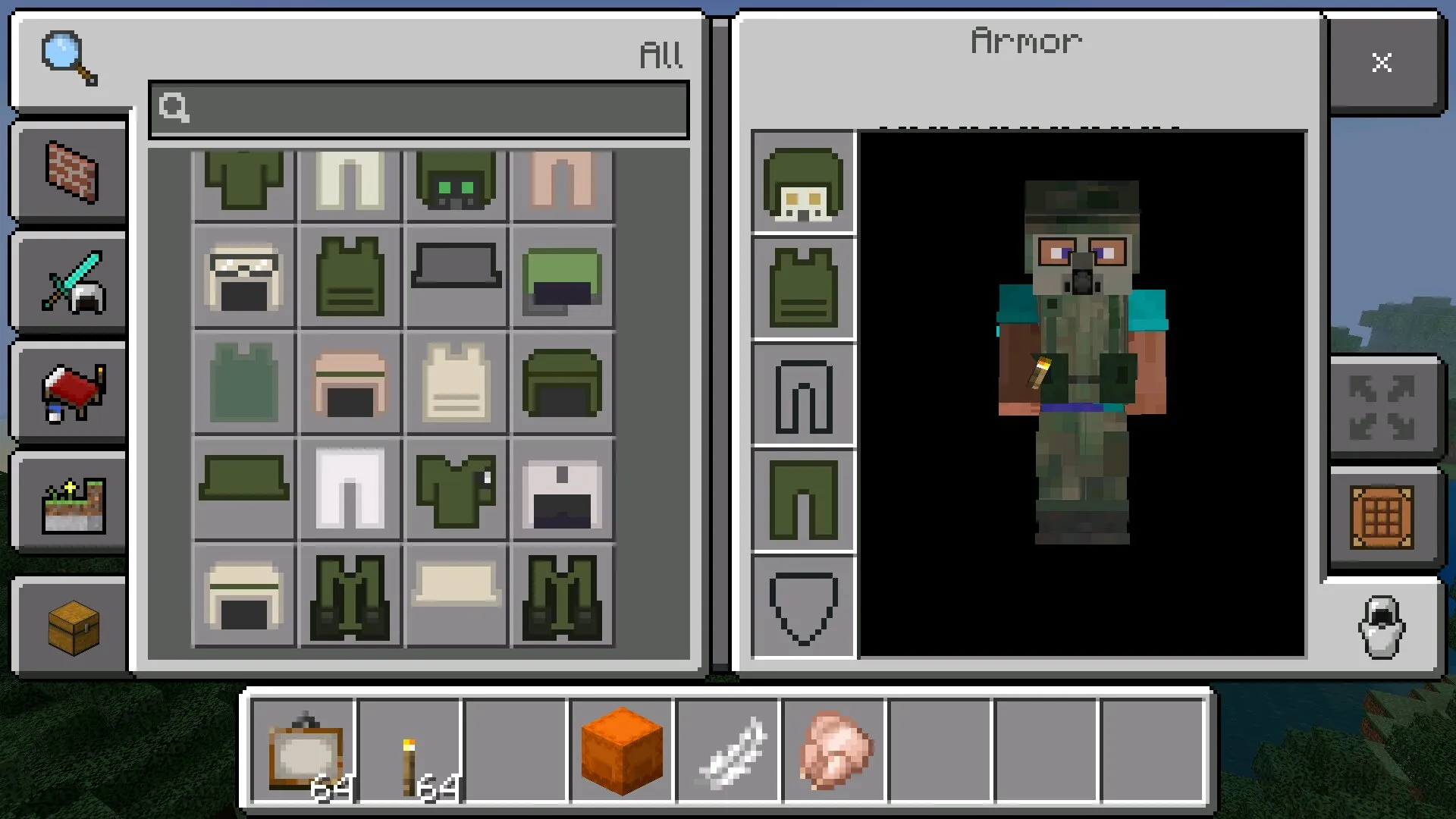 Инвентарь из мода на военную форму в Майнкрафт ПЕ