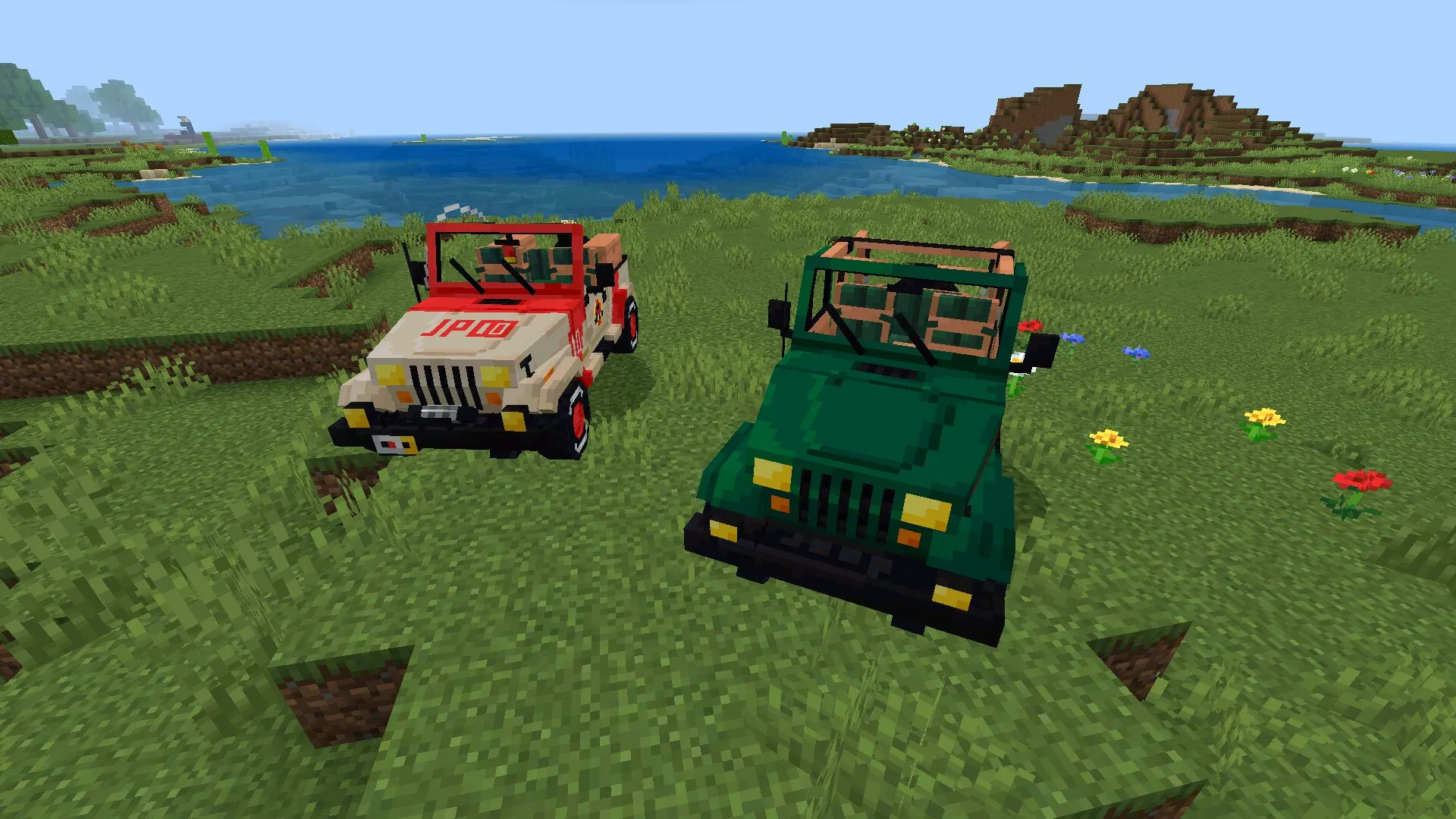 Машины из мода на парк юрского периода в Майнкрафт ПЕ