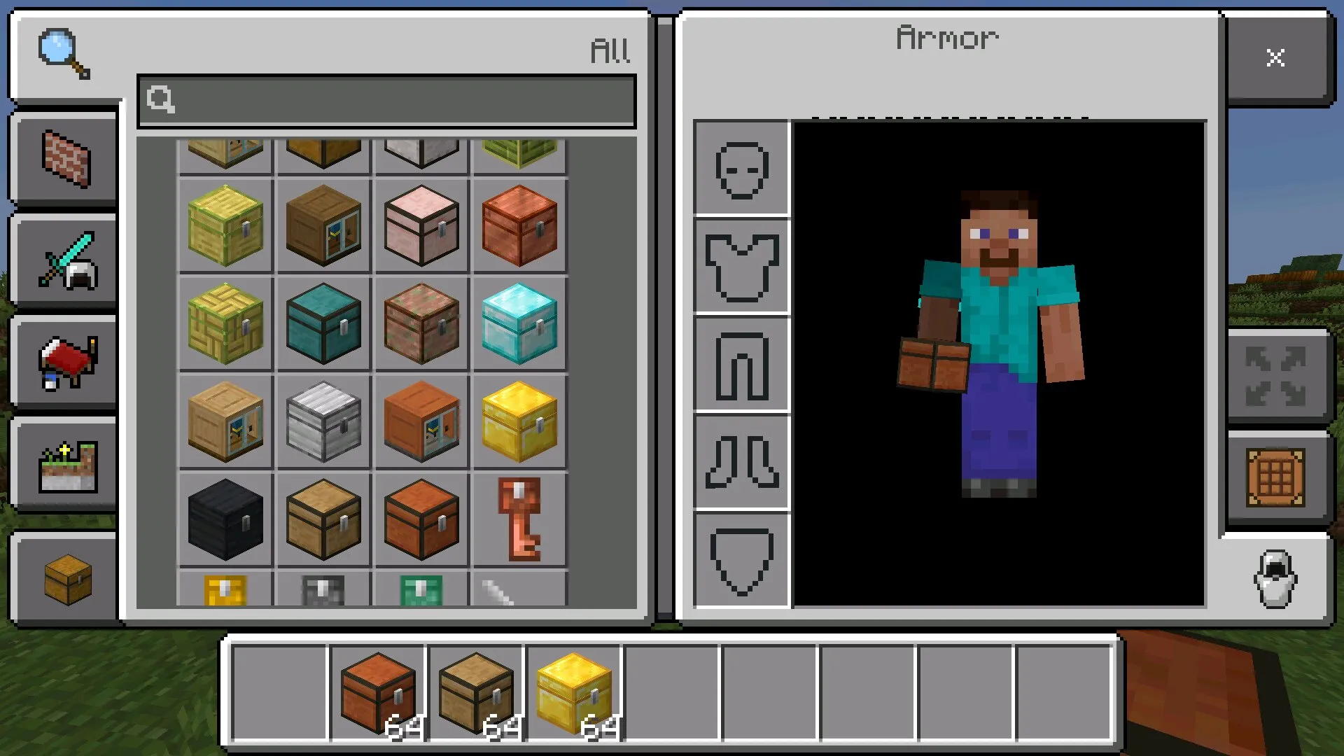 Инвентарь из мода на улучшенные сундуки в Майнкрафт ПЕ