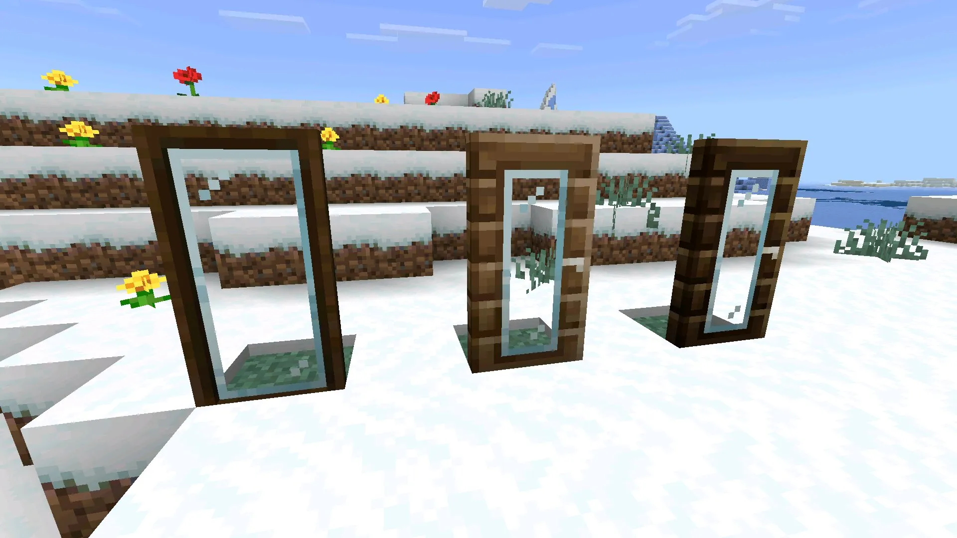 Блоки из мода на стеклянные двери в Minecraft PE