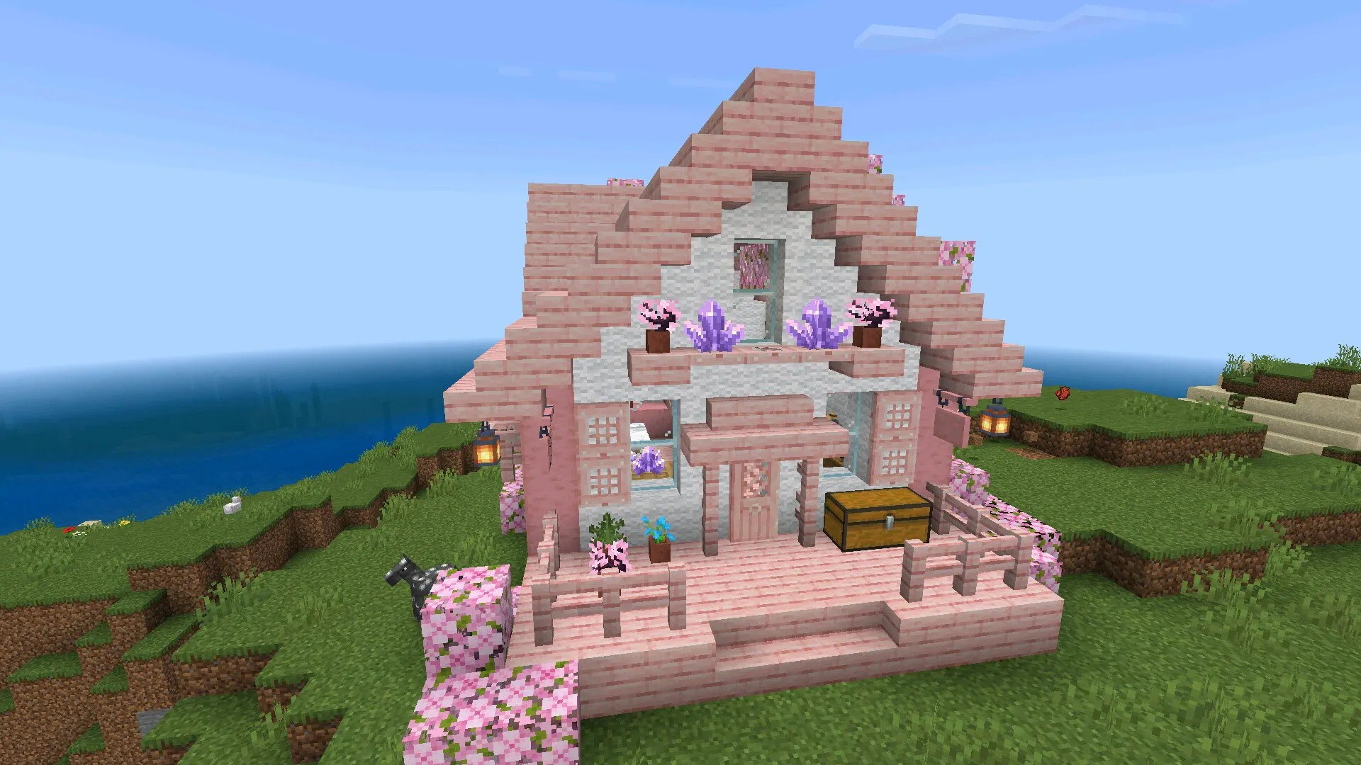 Домик из мода на быстрое ставление блоков в Майнкрафт ПЕ