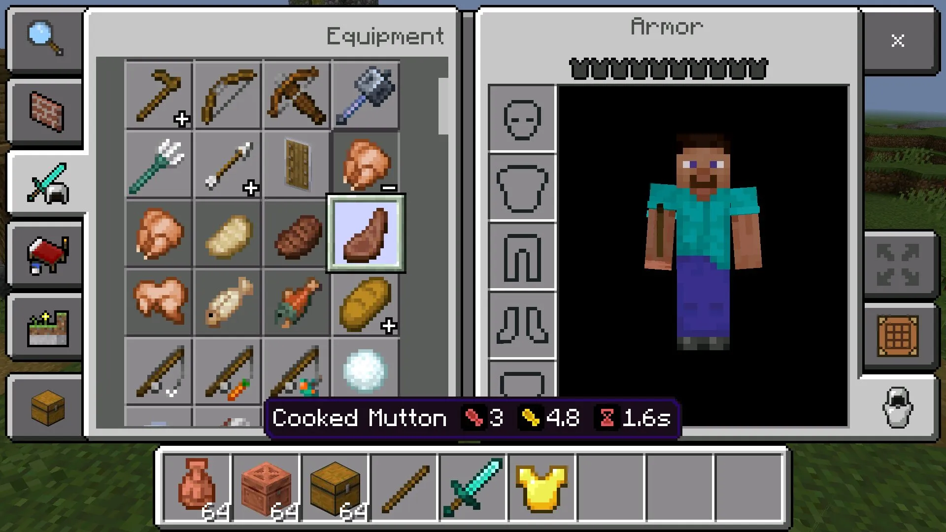 Еда из мода на название предметов в Майнкрафт ПЕ