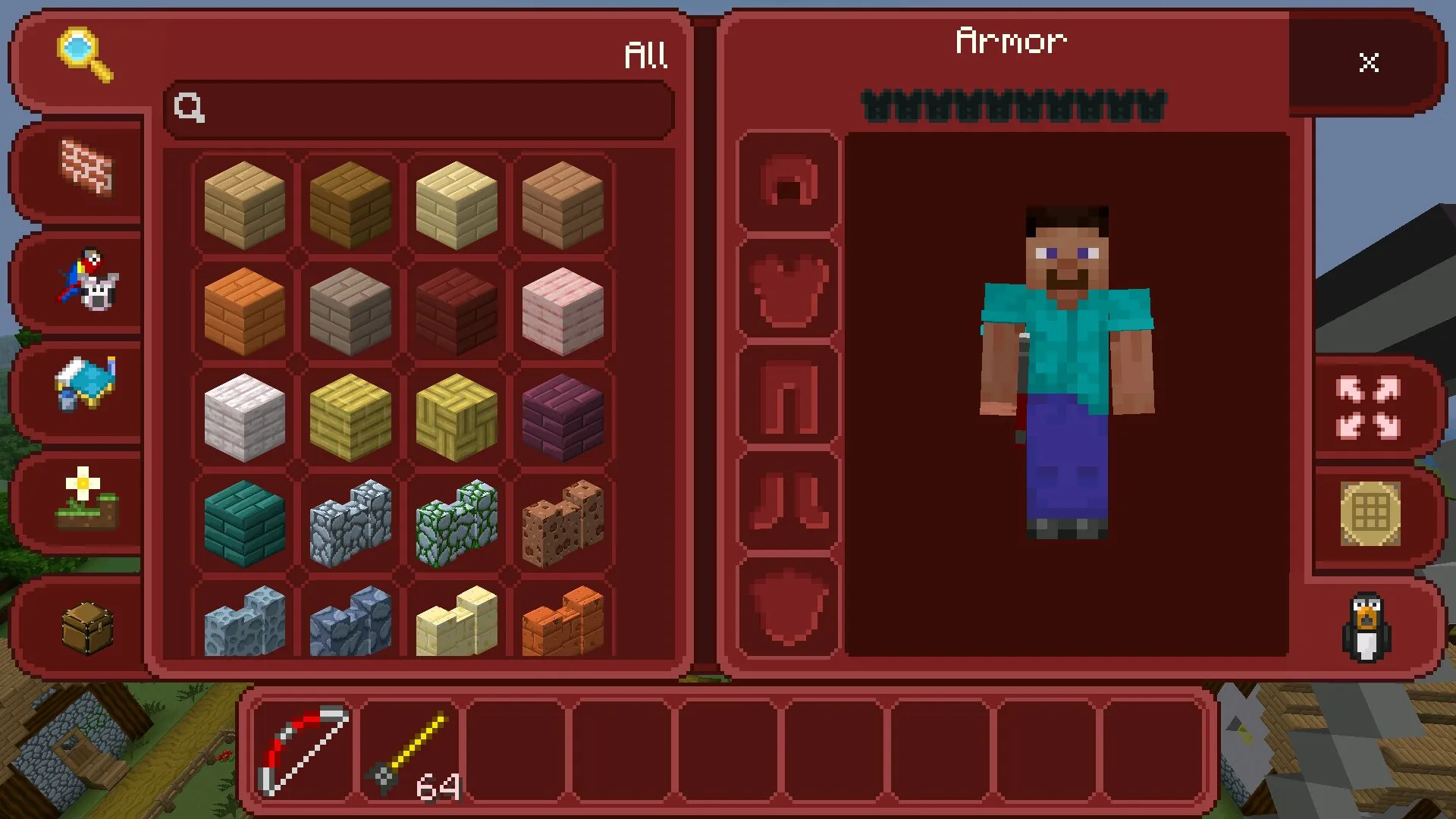 Инвентарь из мультяшных текстур в Майнкрафт ПЕ