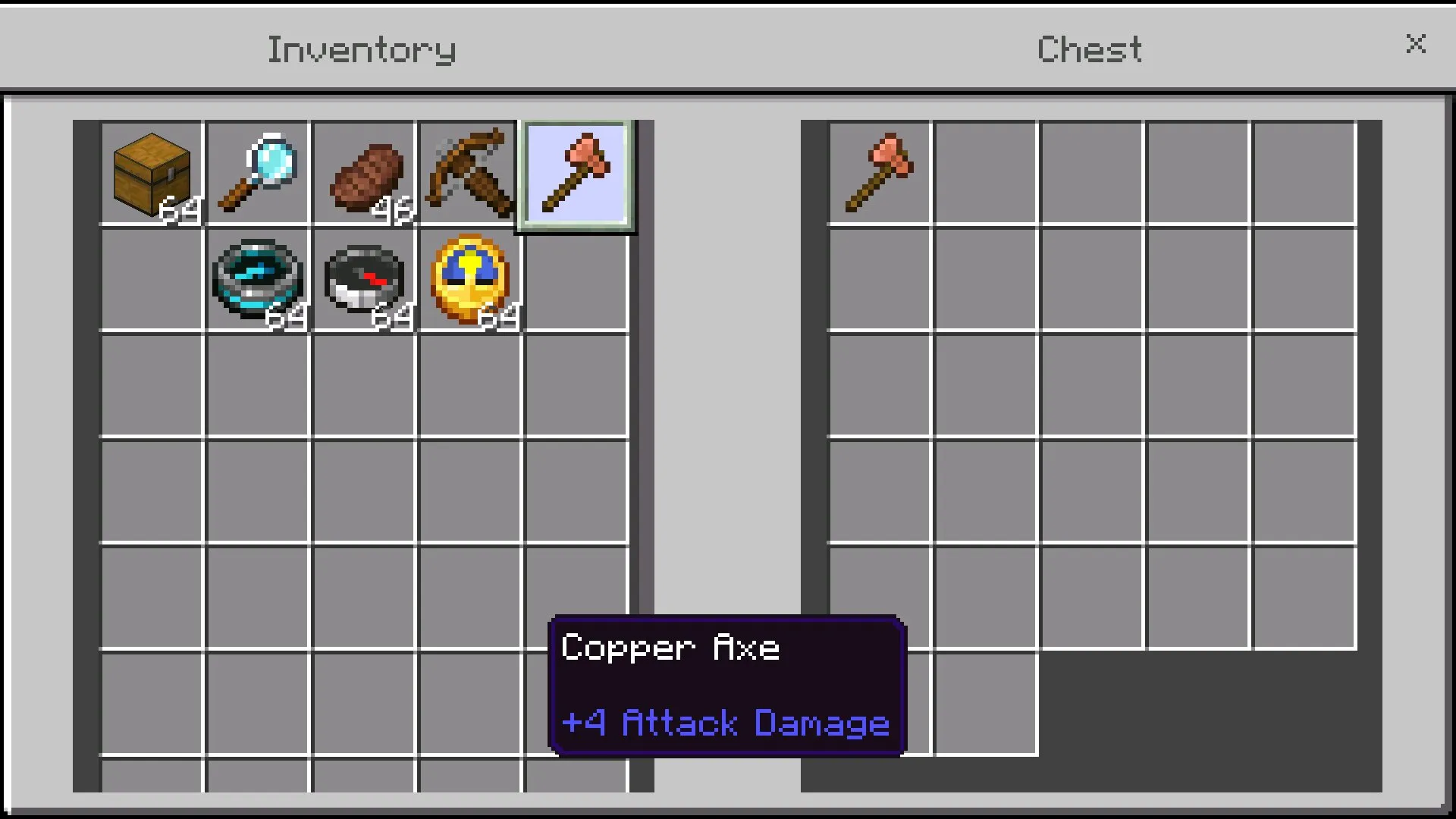 Инвентарь из мода на поиск предметов в сундуках в Майнкрафт ПЕ