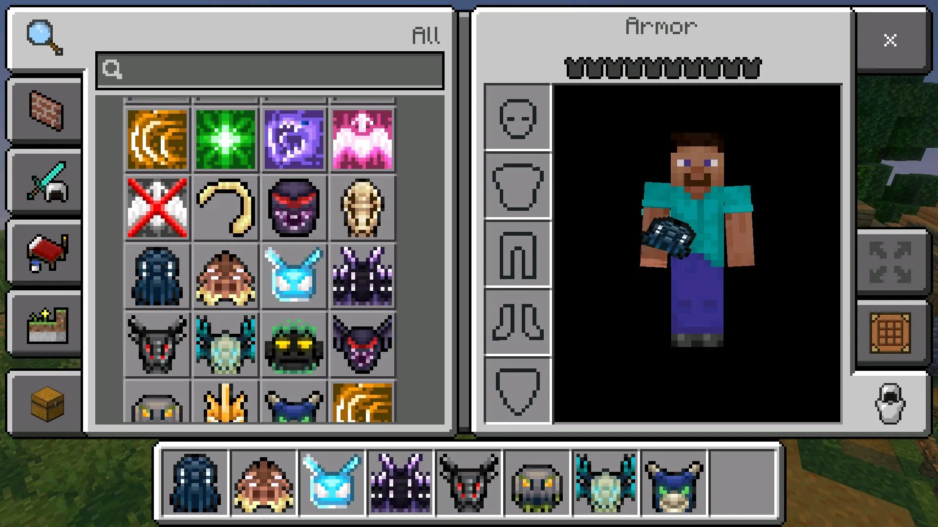 Инвентарь из мода на кайдзю в Майнкрафт ПЕ