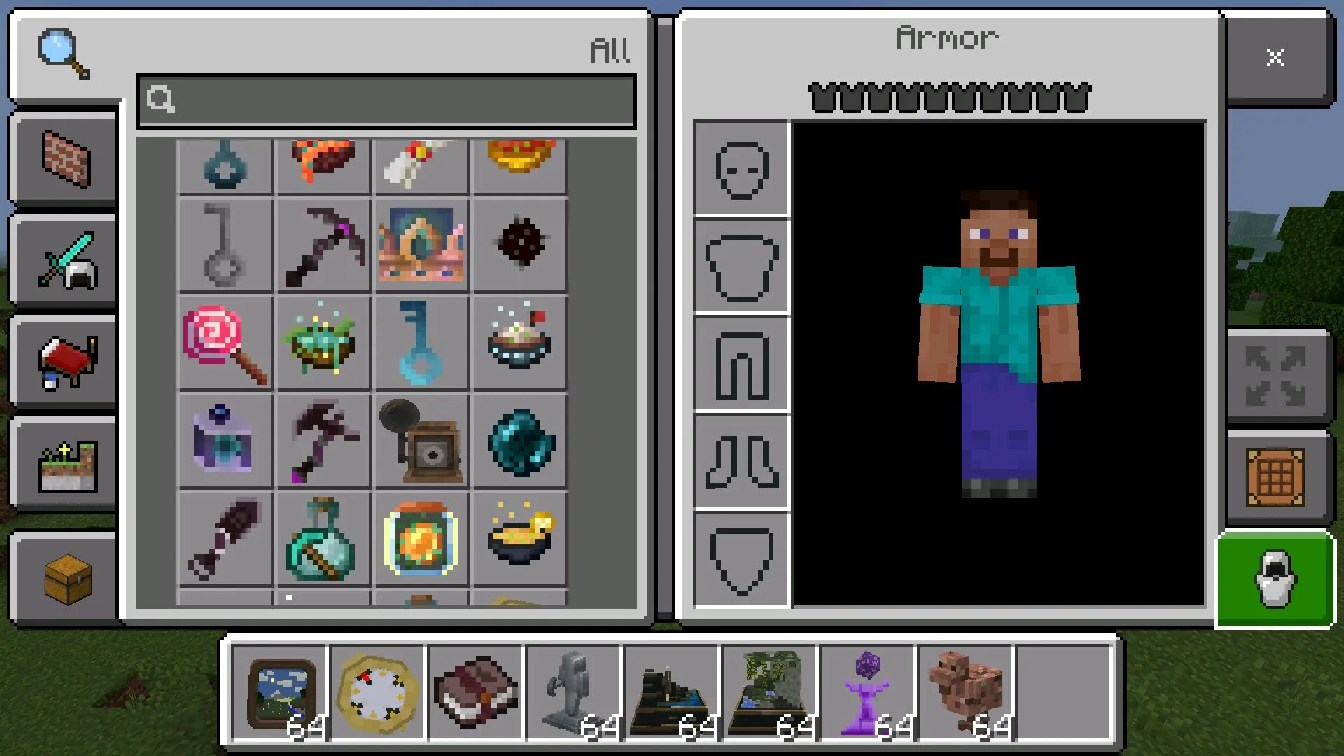Инвентарь из мода на квесты в Майнкрафт ПЕ