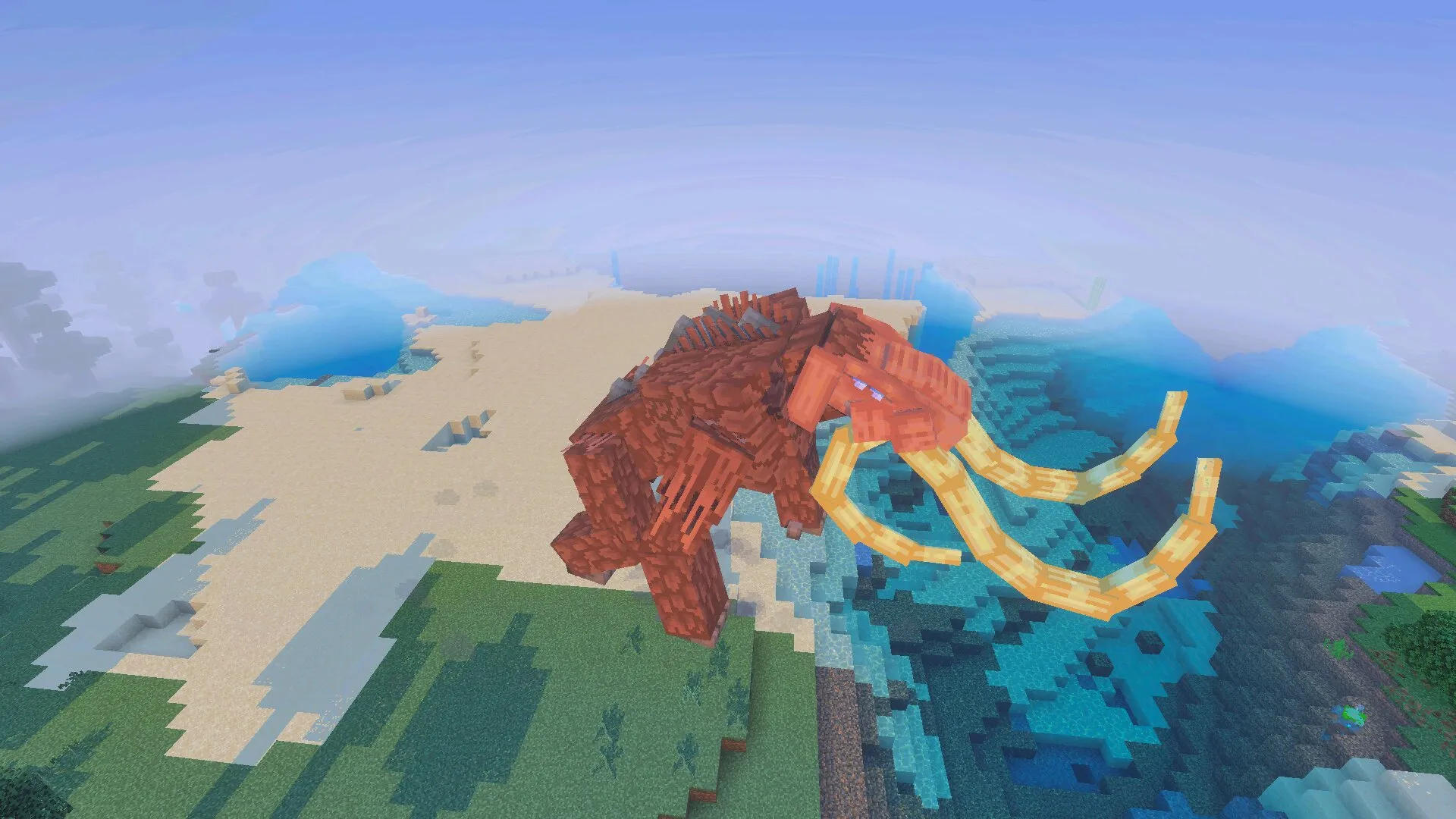 Мамонт из мода на кайдзю в Майнкрафт ПЕ