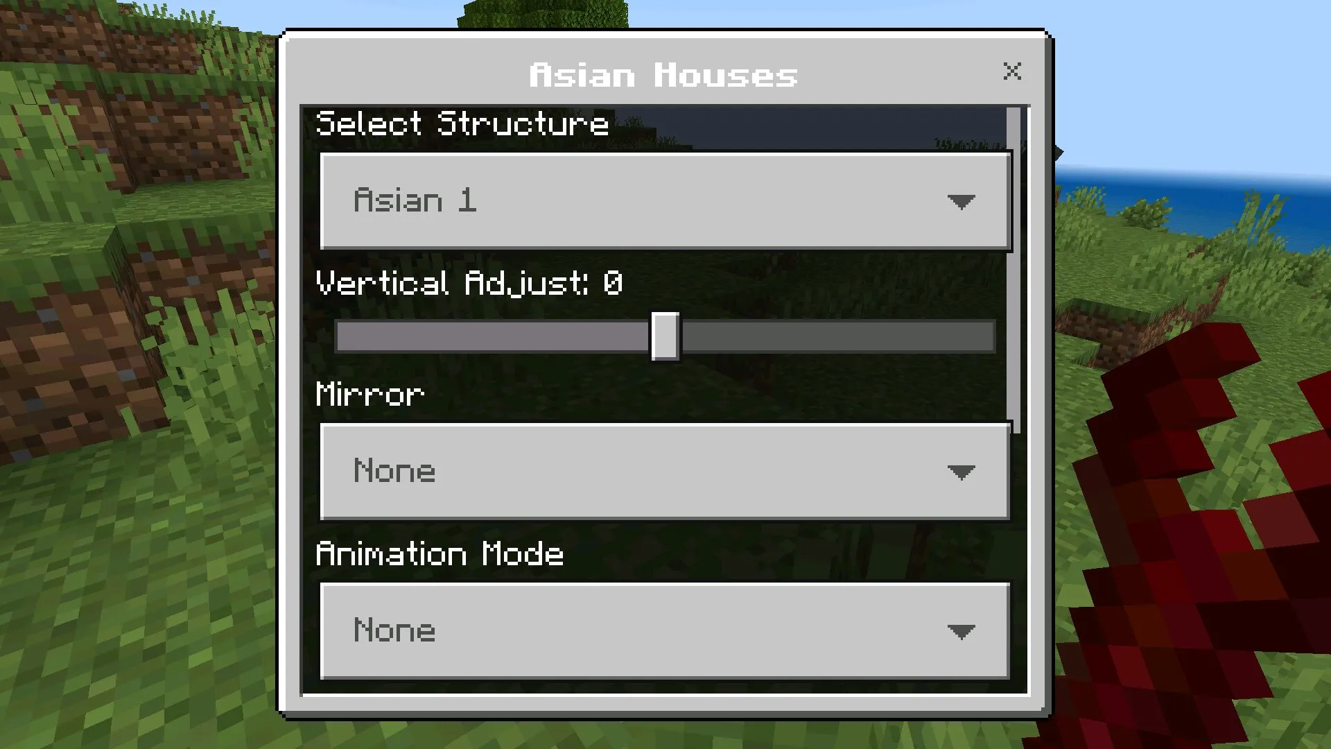 Настройки из мода на быстрое ставление блоков в Майнкрафт ПЕ