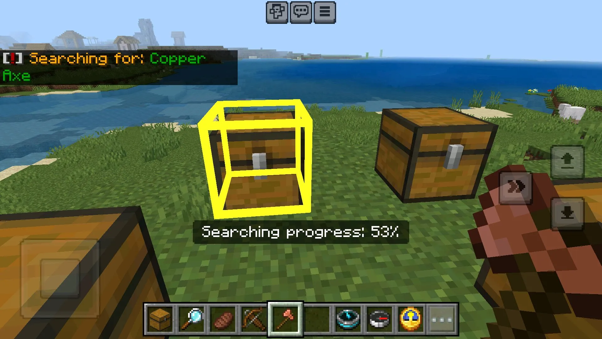 Процесс из мода на поиск предметов в сундуках в Майнкрафт ПЕ