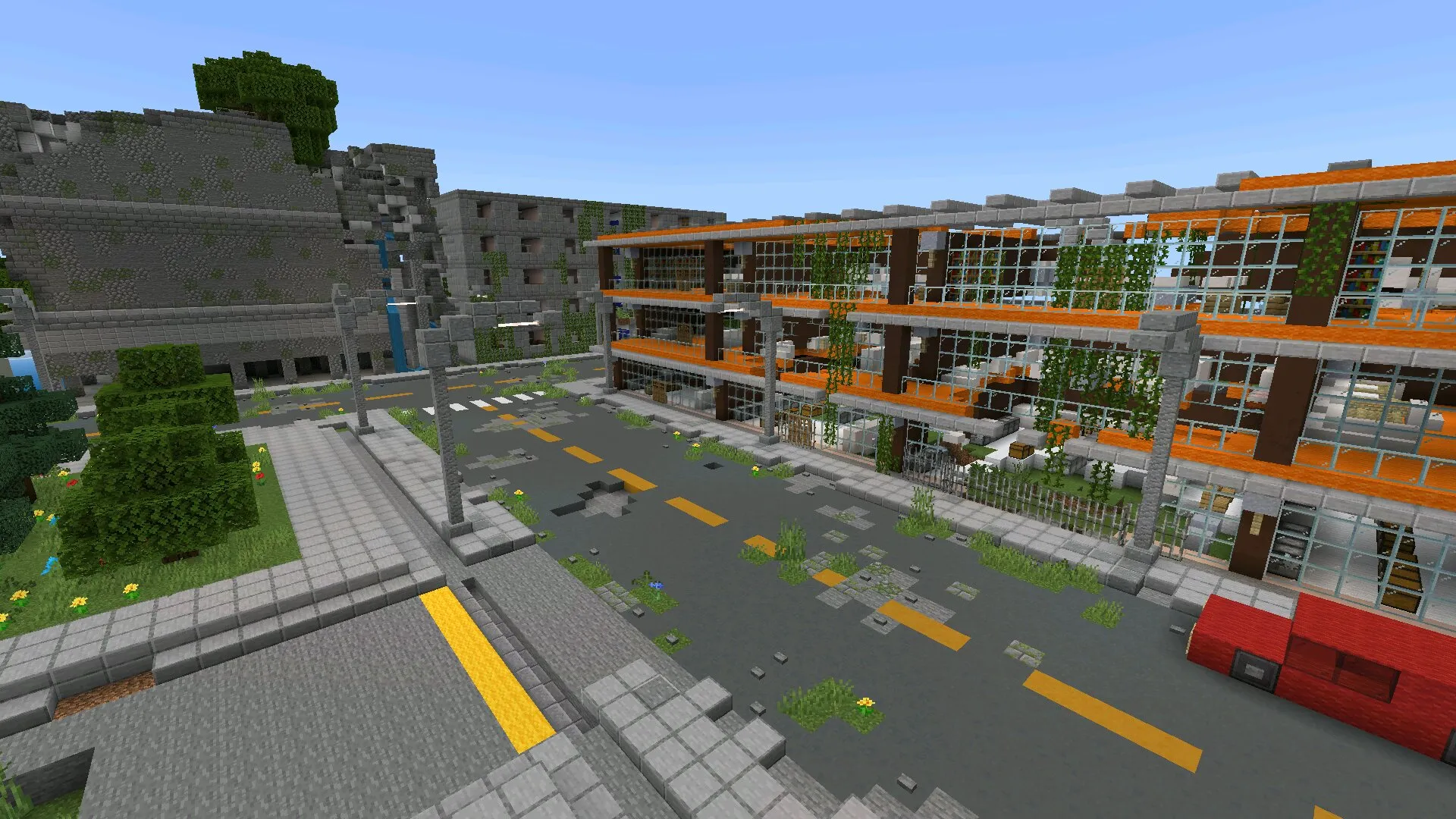 Улицы из карты на Заброшенный Город в Майнкрафт ПЕ