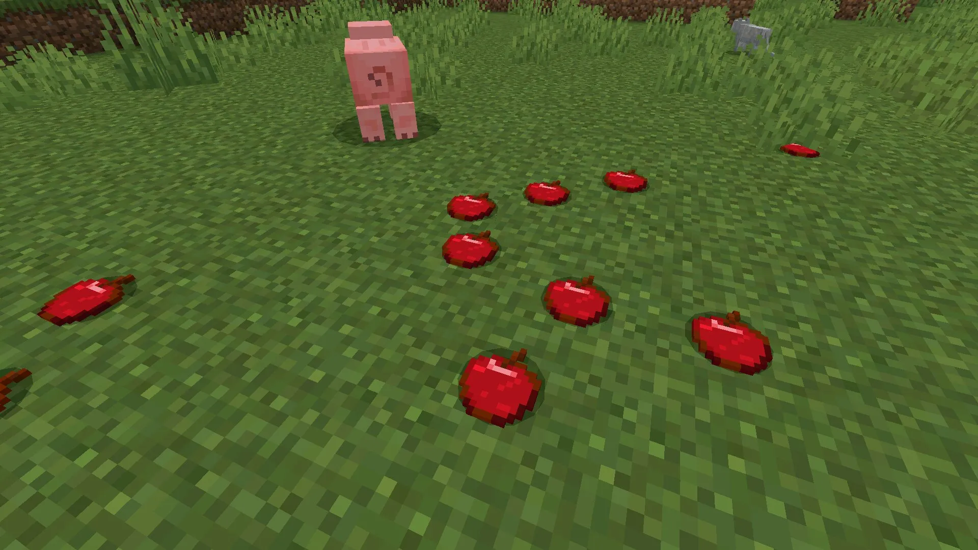 Яблоки из мода на падение предметов в Майнкрафт ПЕ