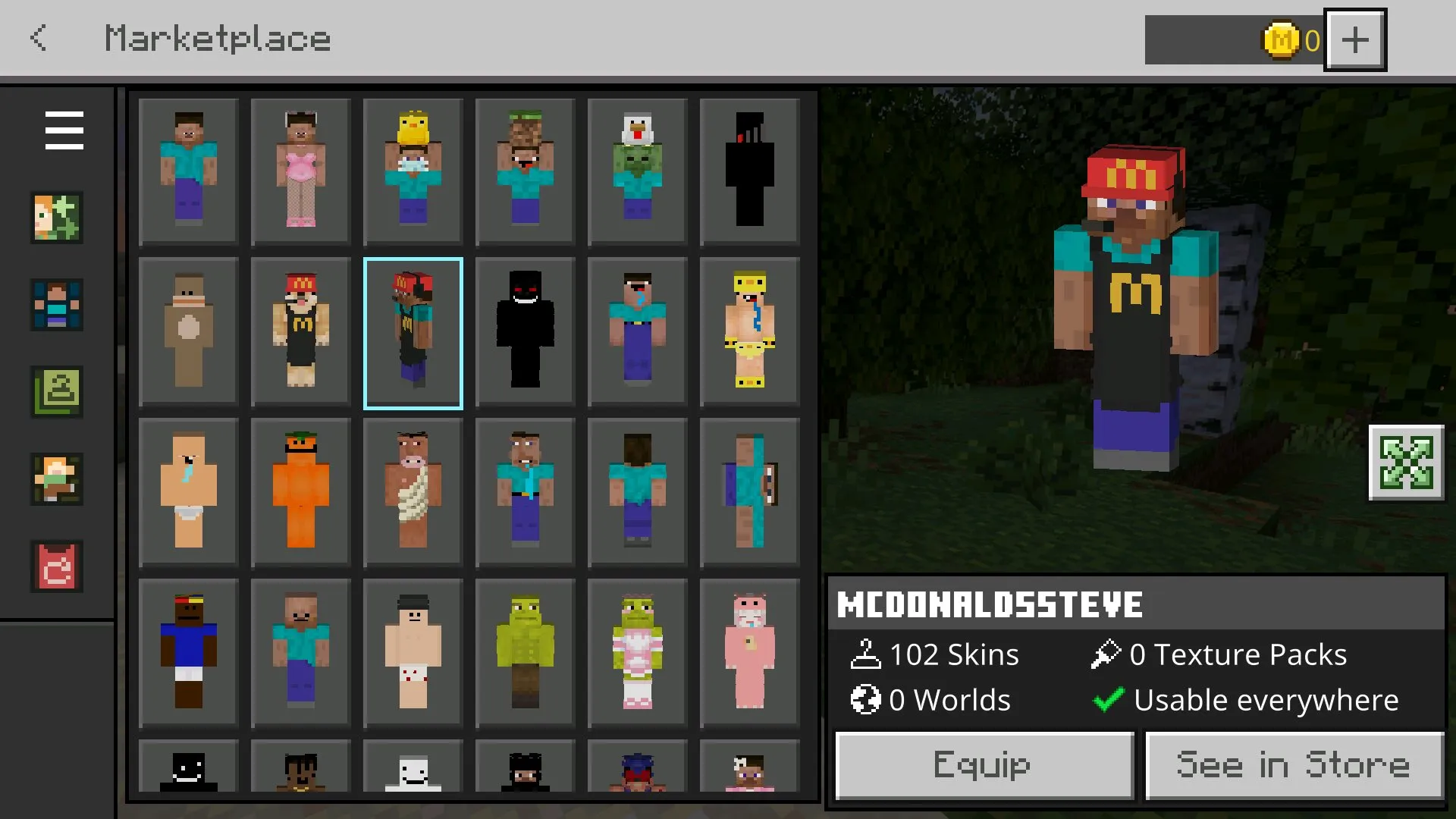 Ассортимент из мода на смену скина в Майнкрафт ПЕ