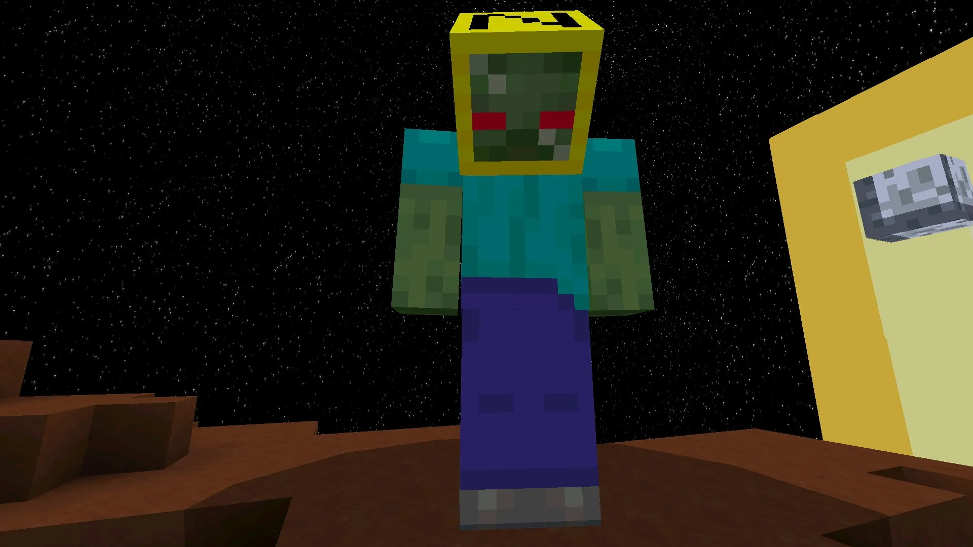 Босс зомби из мода на полет в космос в Майнкрафт ПЕ