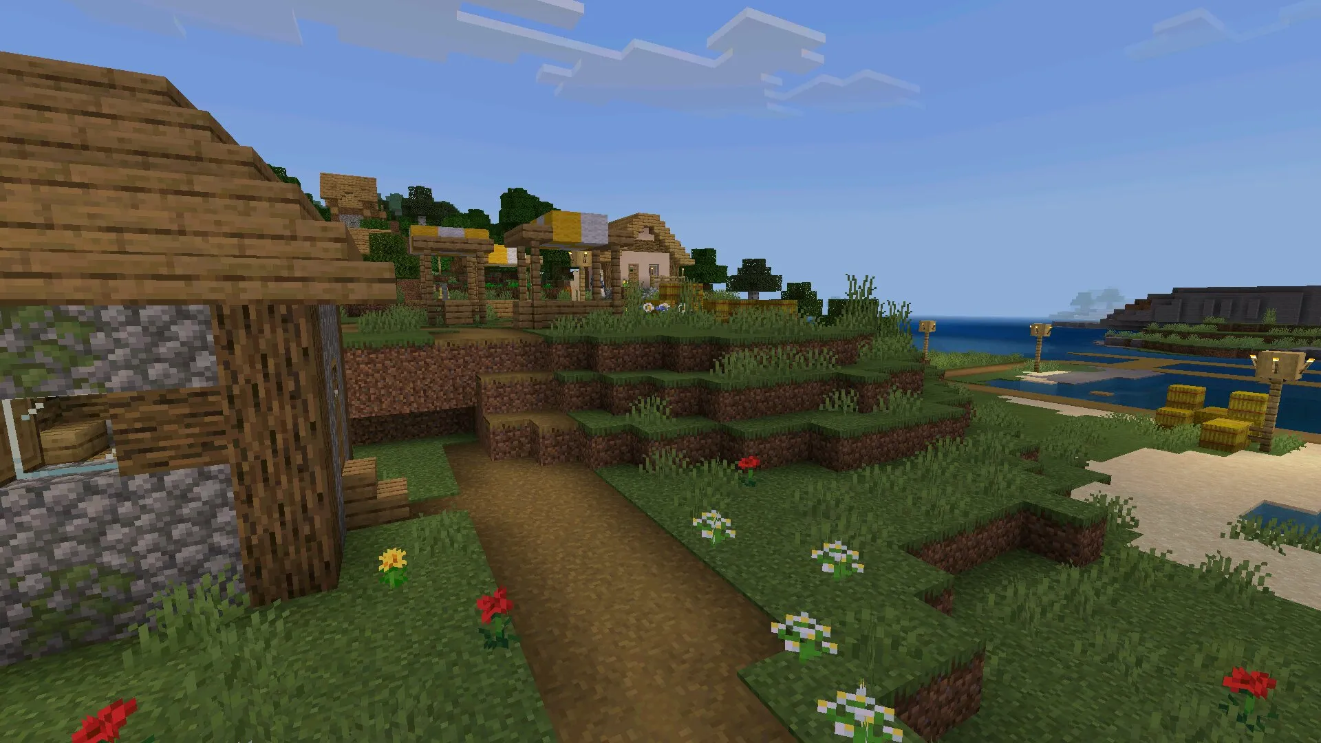 Деревня из мода для создания сервера в Майнкрафт ПЕ