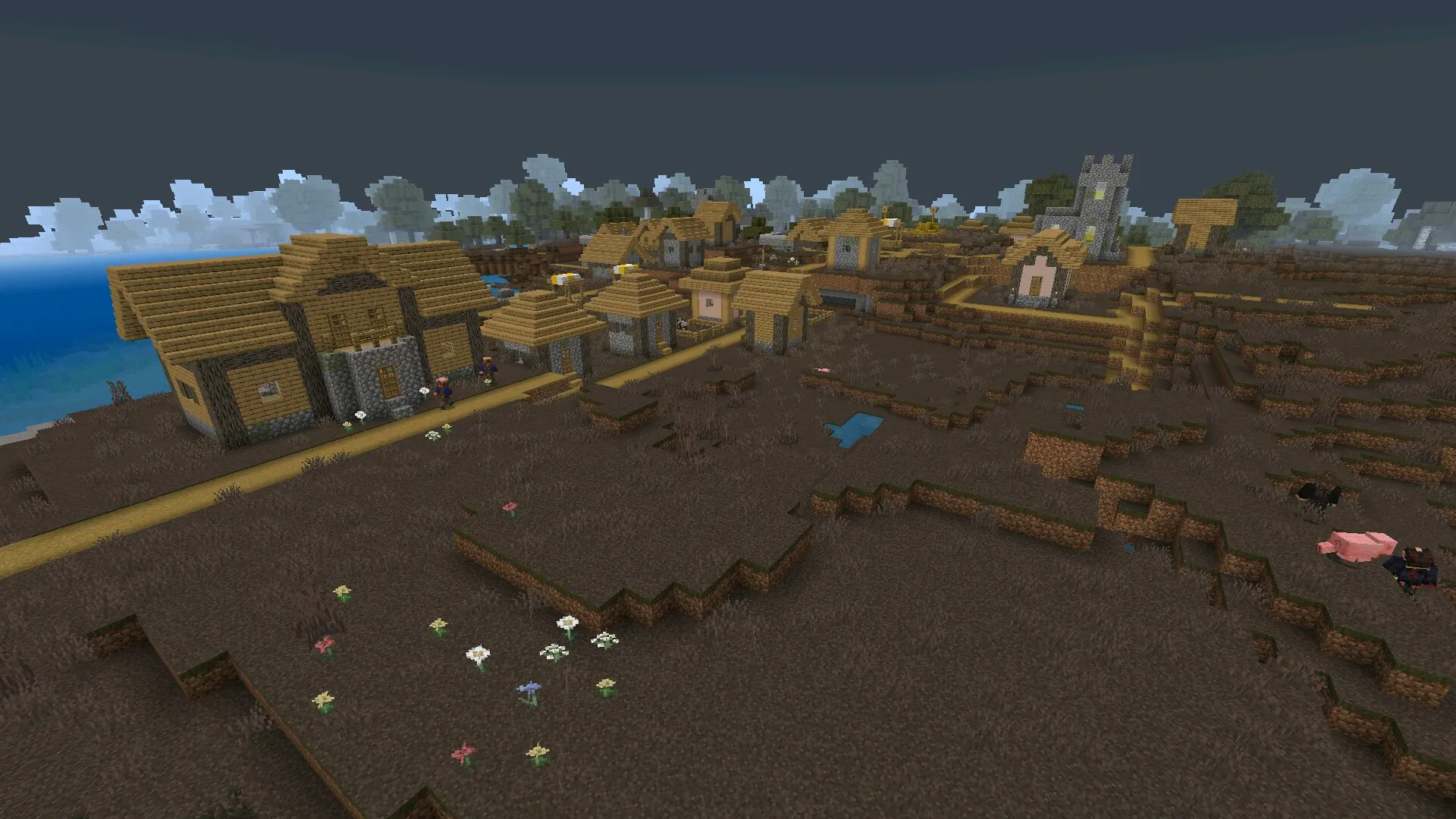 Деревня из страшных модов 100 дней в Майнкрафт ПЕ