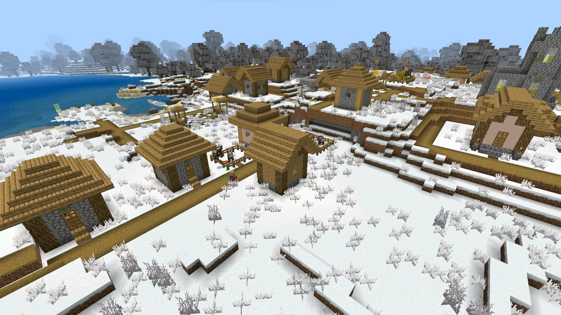Деревня из зимних текстур в Майнкрафт ПЕ