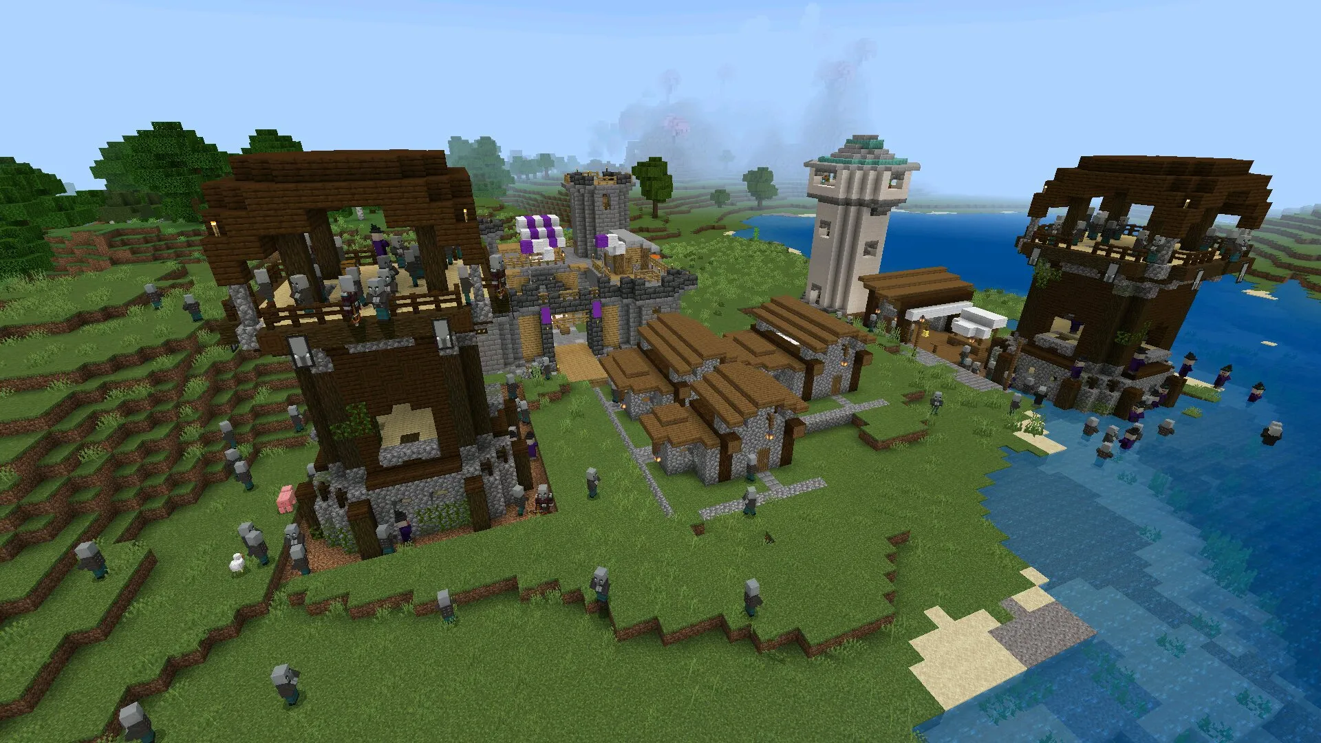 Город из мода на спавн построек в Майнкрафт ПЕ