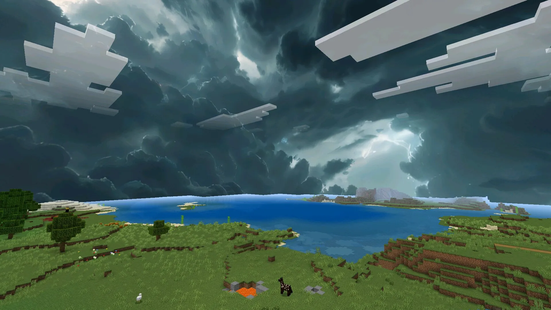 Гроза из текстур на небо в Майнкрафт ПЕ