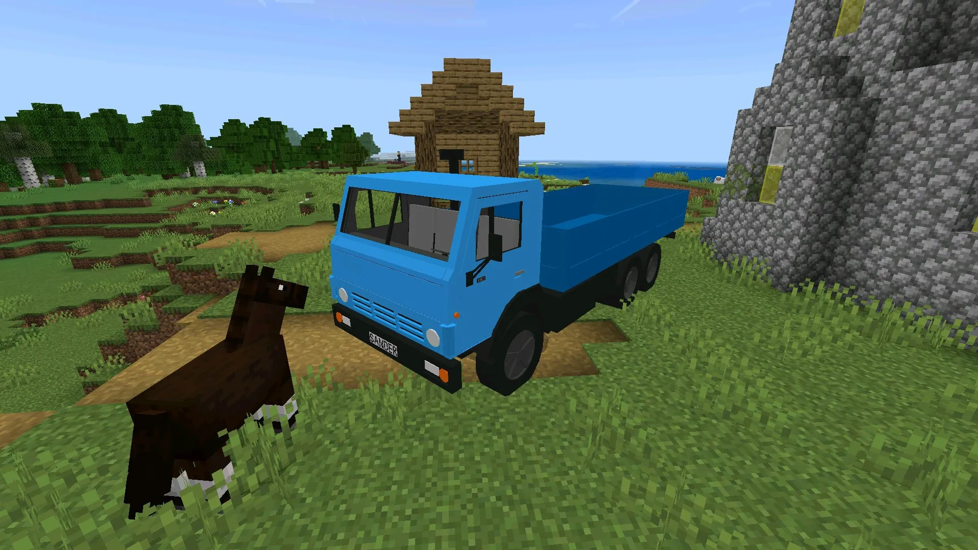 Грузовик из мода на машины СССР в Майнкрафт ПЕ